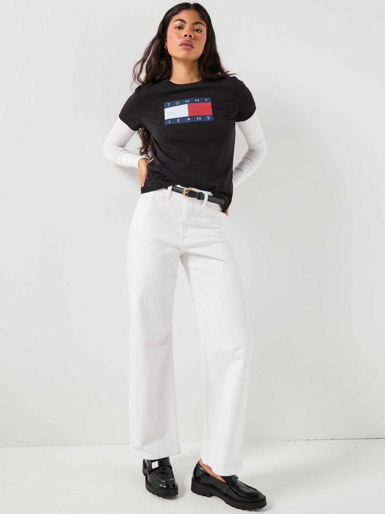  image of tommy-jeans-logo-flag-t-shirt-black