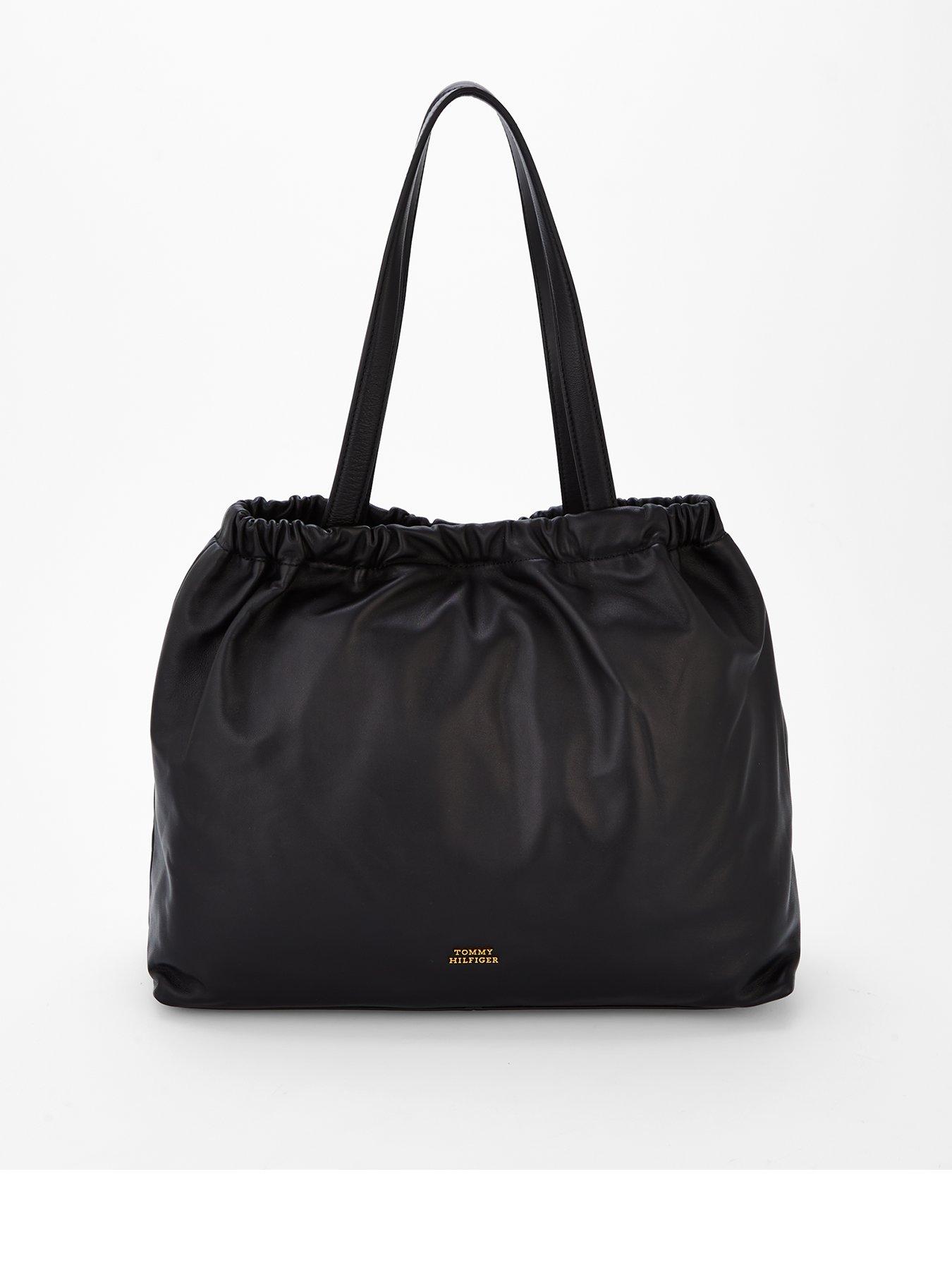 Image 1 of 4 of Tommy Hilfiger Soft Leather Tote - Black