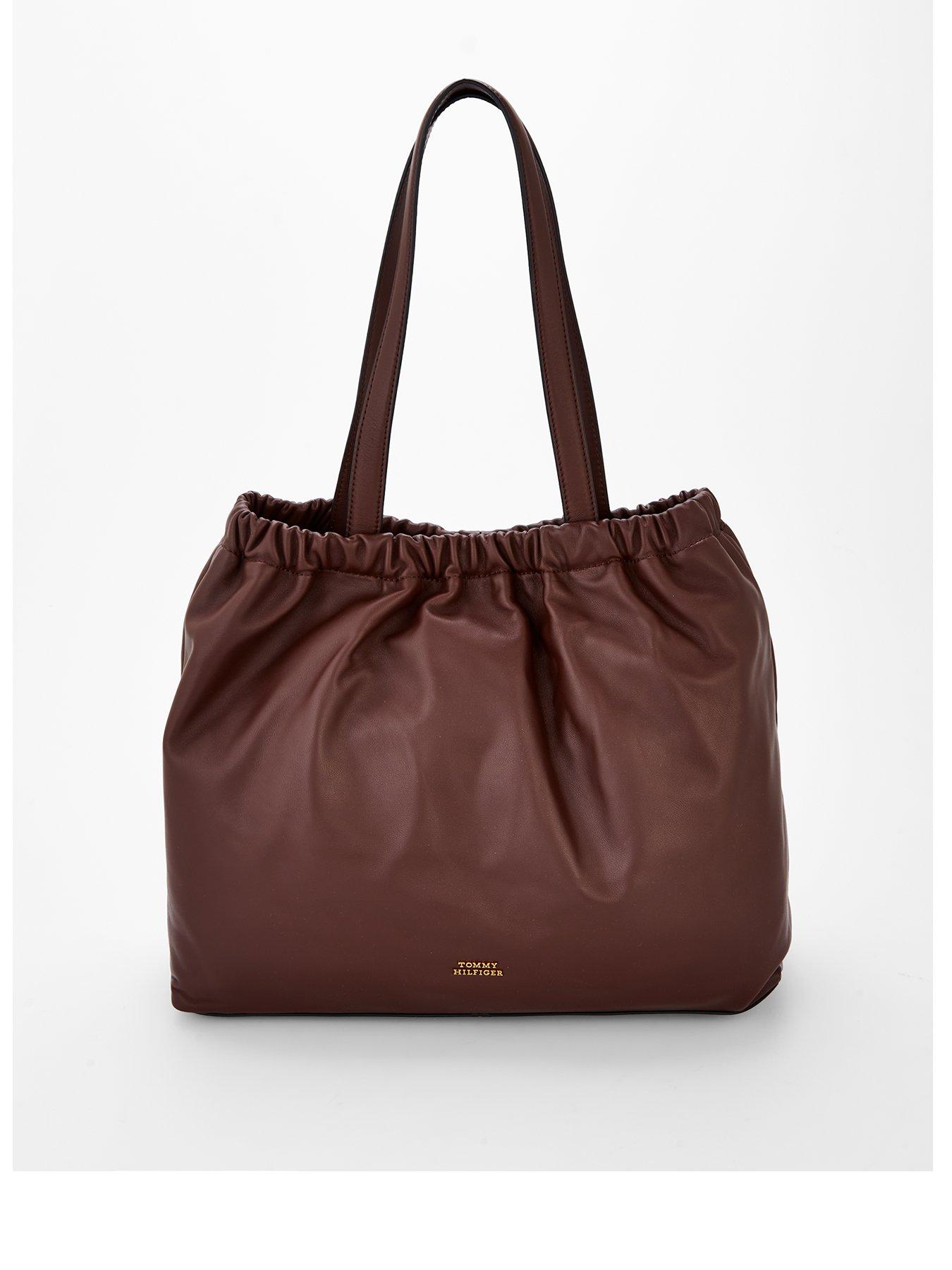 Image 1 of 4 of Tommy Hilfiger Soft Leather Tote - Brown