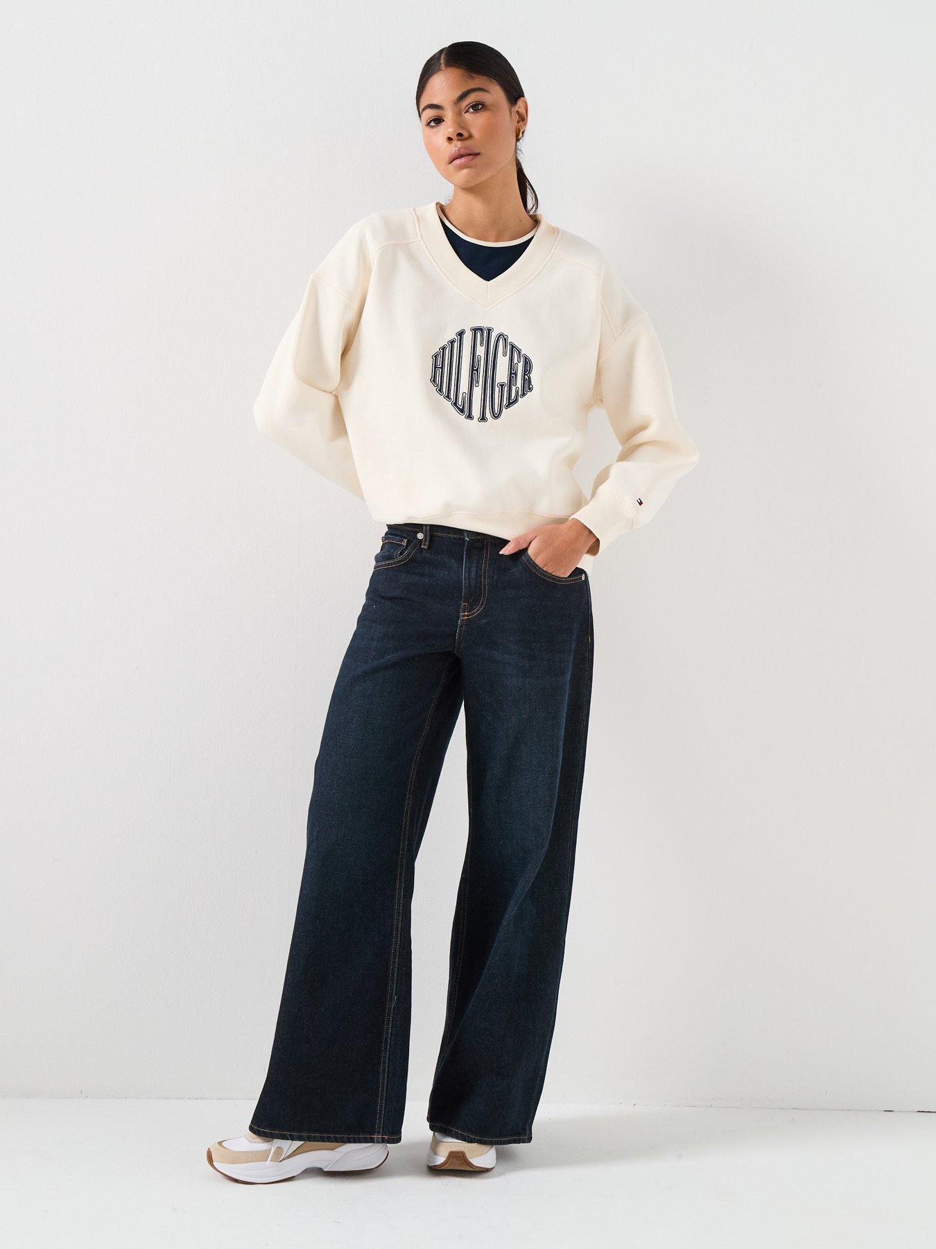  image of tommy-hilfiger-varsity-fleece-sweatshirt-cream