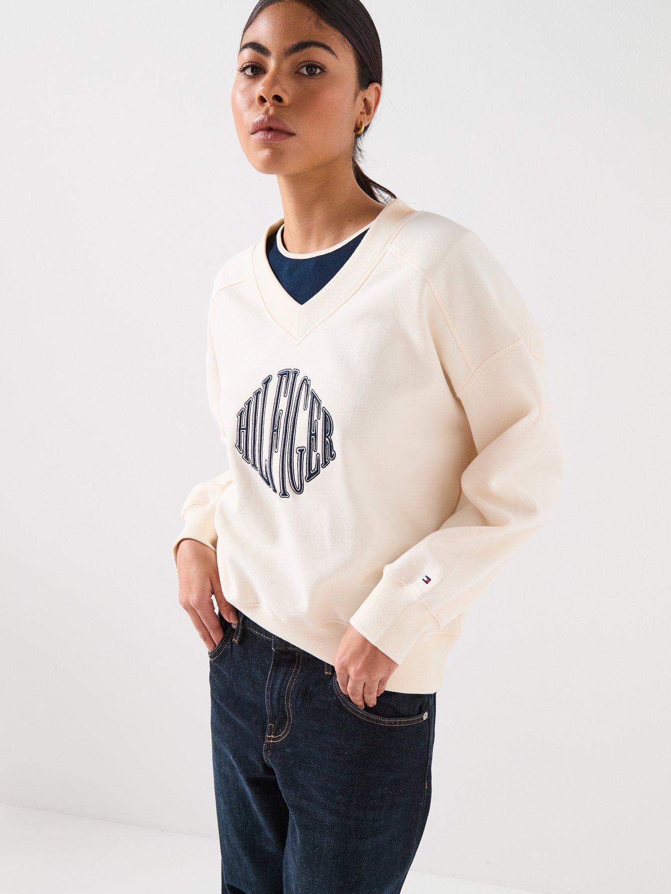  image of tommy-hilfiger-varsity-fleece-sweatshirt-cream