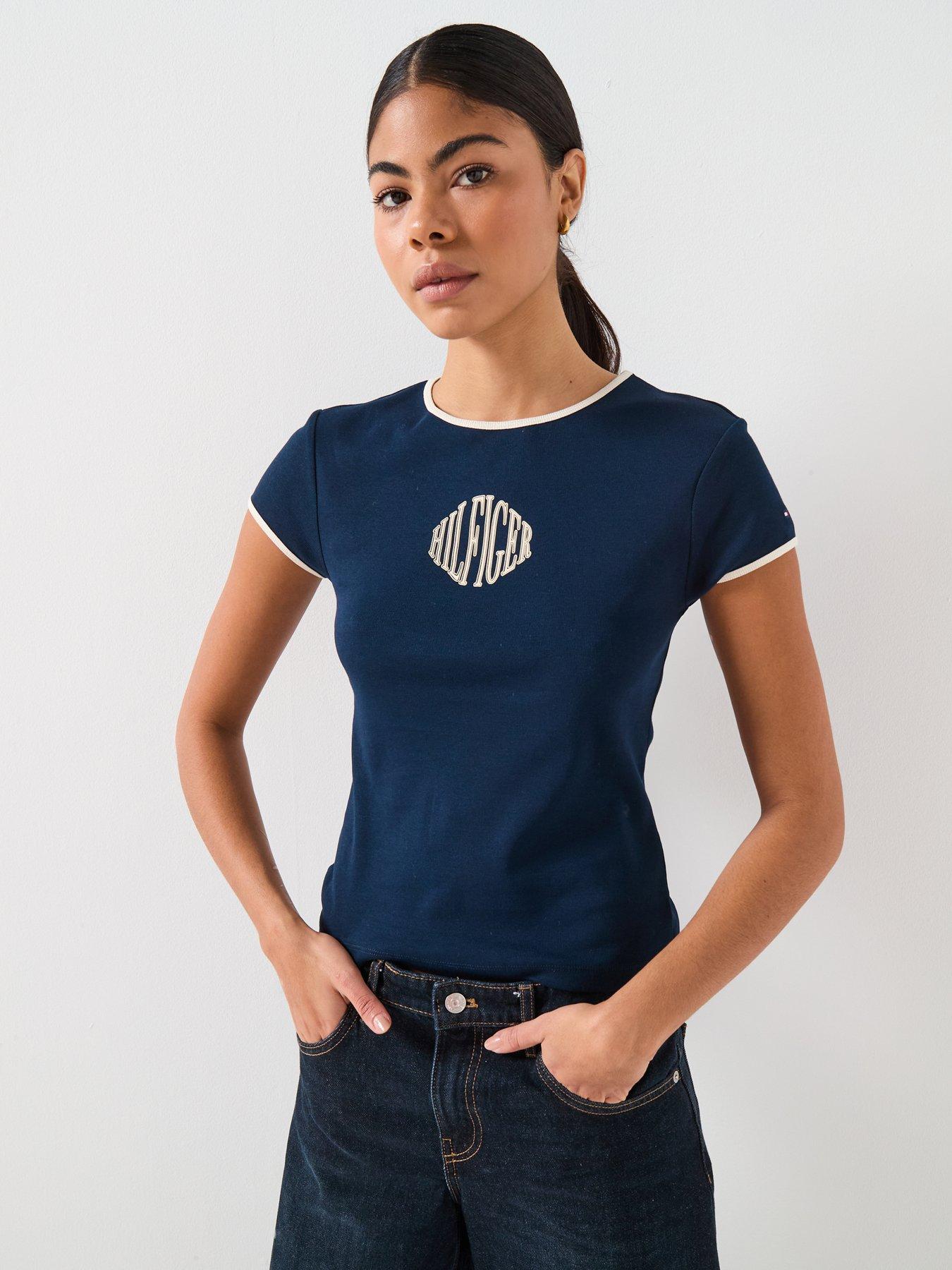  image of tommy-hilfiger-varsity-slim-ringer-t-shirt-blue