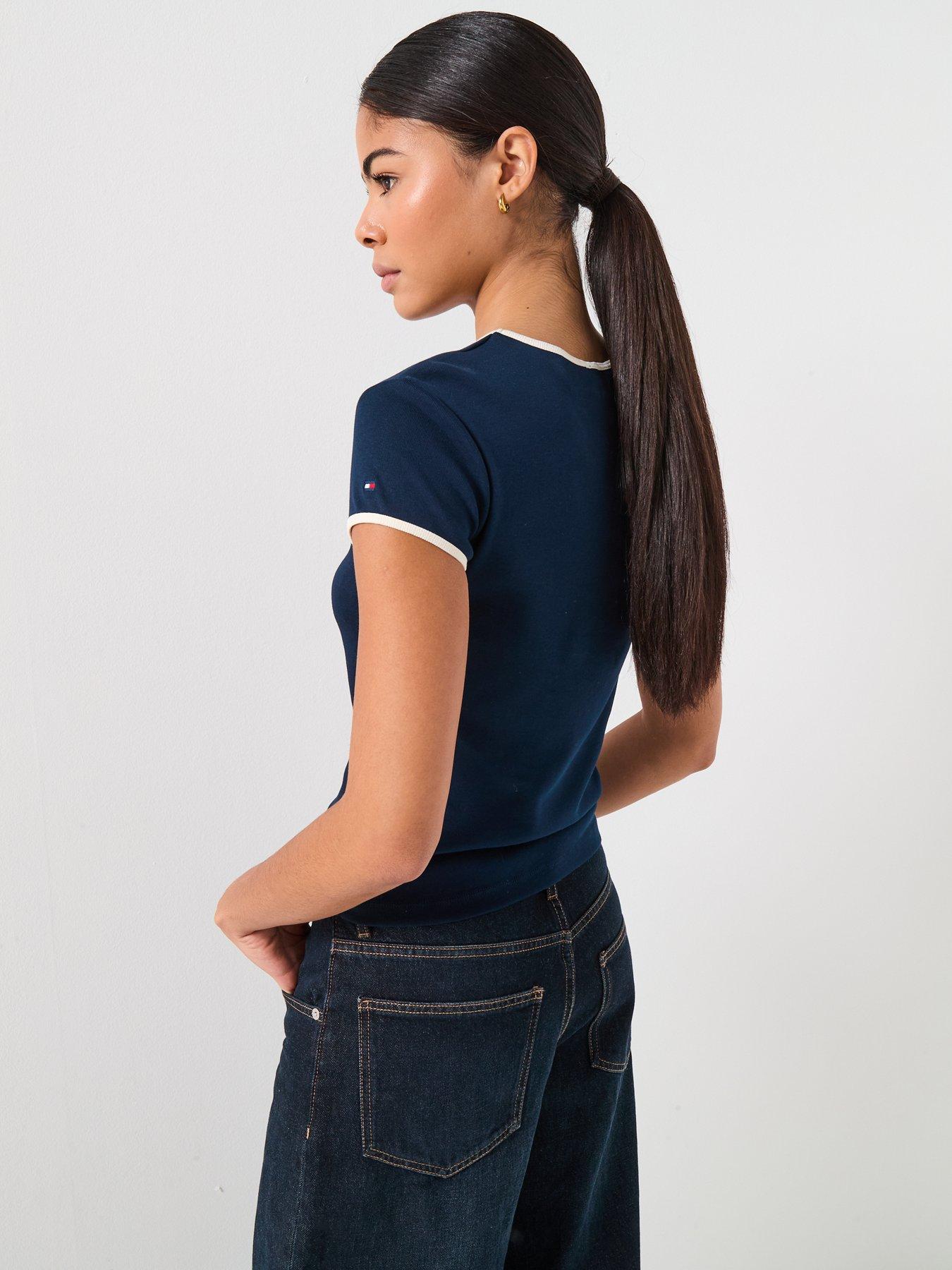  image of tommy-hilfiger-varsity-slim-ringer-t-shirt-blue