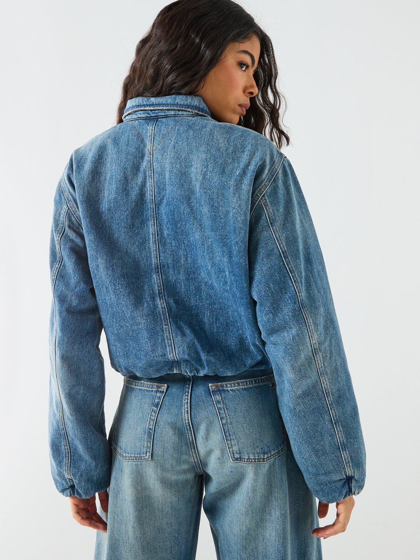 Image 2 of 6 of Tommy Jeans Padded Harrington Denim Jacket - Medium Blue