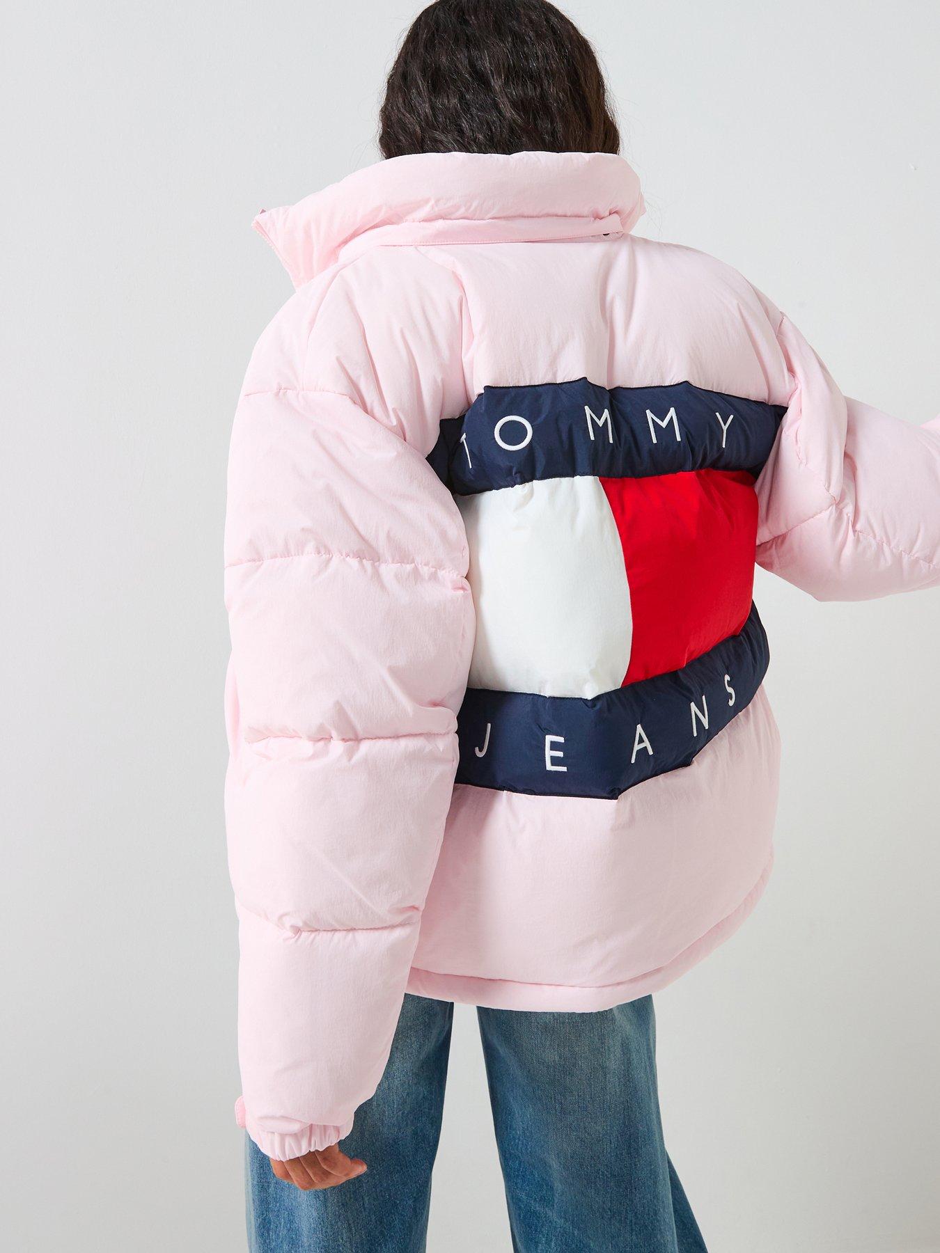 Tommy Jeans Hooded Flag Puffer Coat - Light Pink