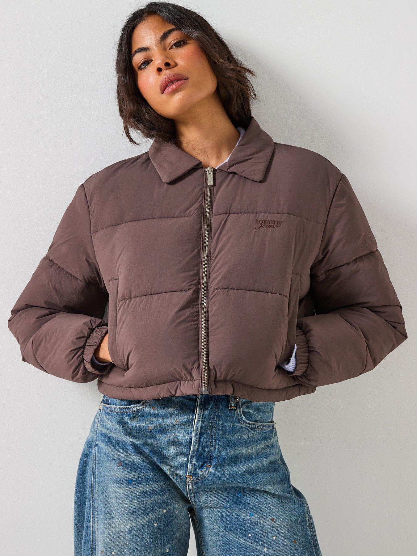  image of tommy-jeans-teddy-collared-puffer-jacket-walnutblack