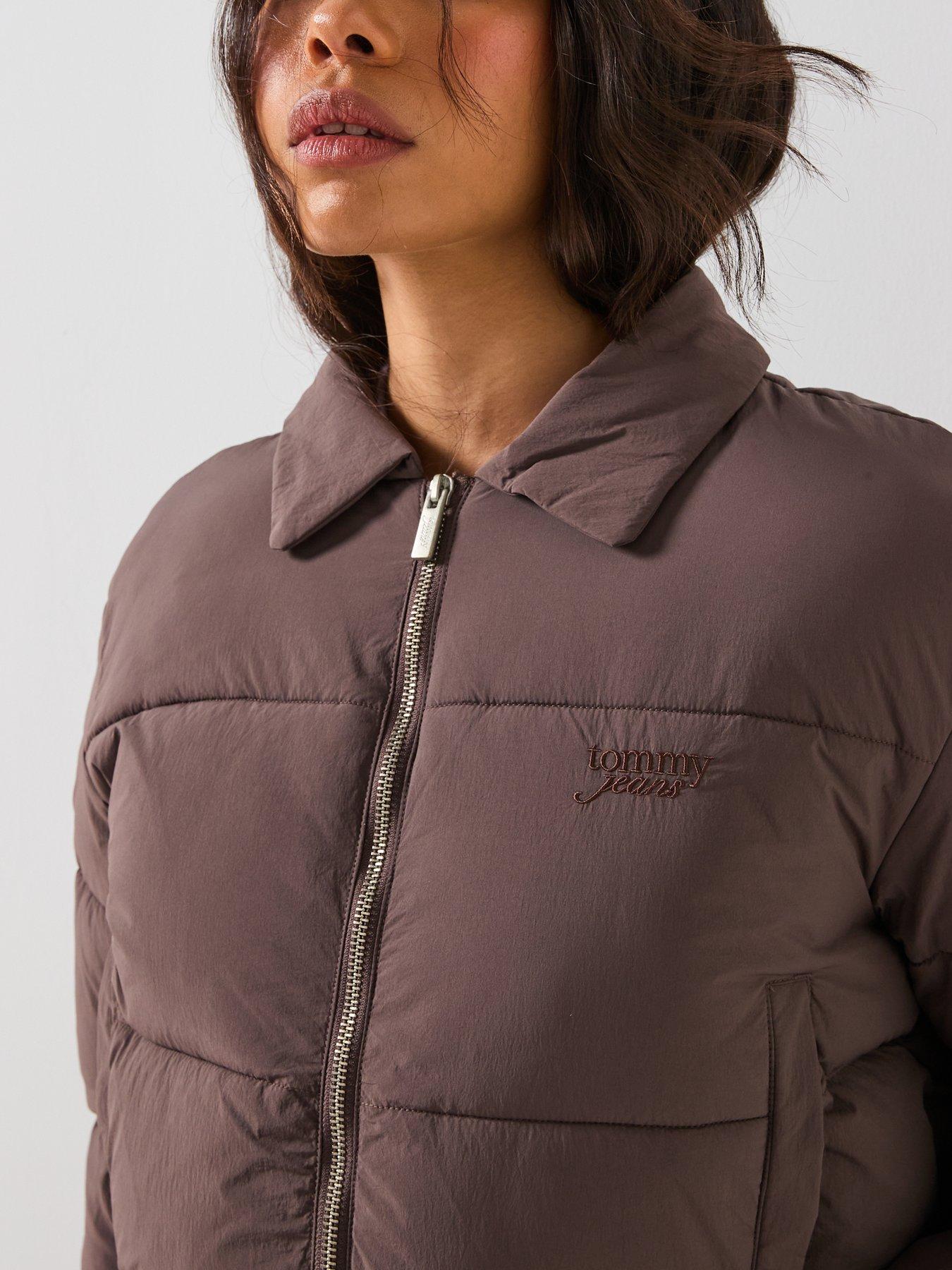  image of tommy-jeans-teddy-collared-puffer-jacket-walnutblack