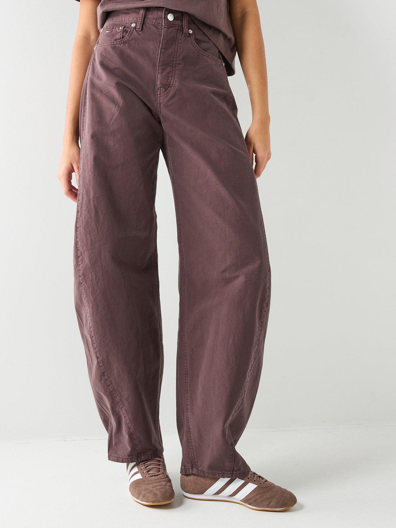 Image 1 of 6 of Tommy Jeans Ella Mid Rise Barrel Trouser Jeans - Walnut