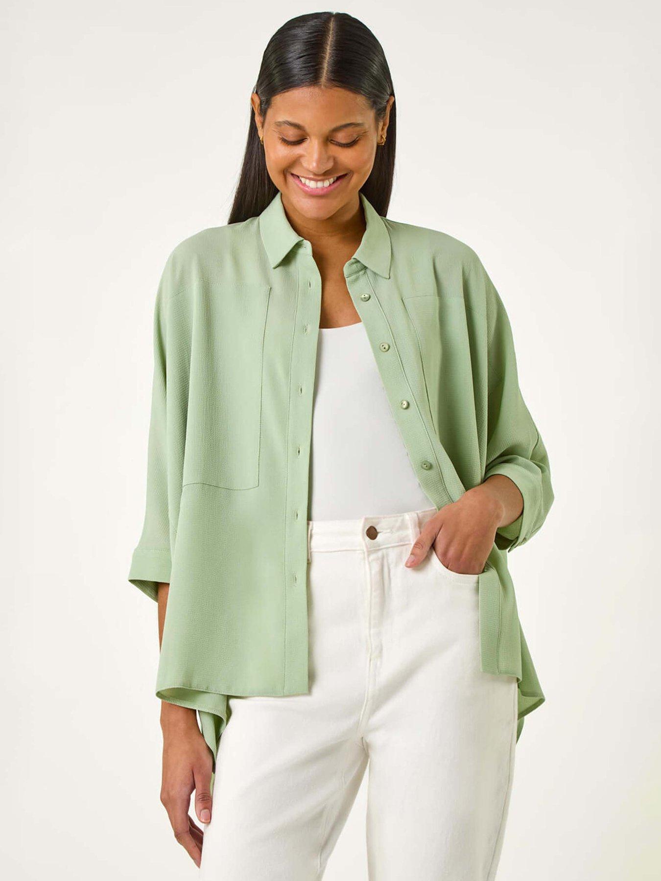 Image 1 of 5 of Roman Relaxed Smart Stretch Shirt - Pale Green