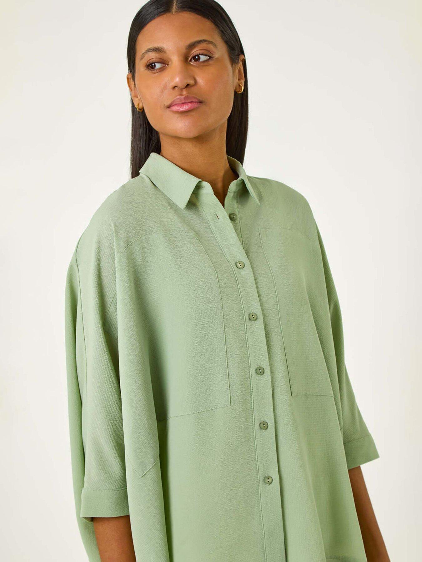 Image 4 of 5 of Roman Relaxed Smart Stretch Shirt - Pale Green
