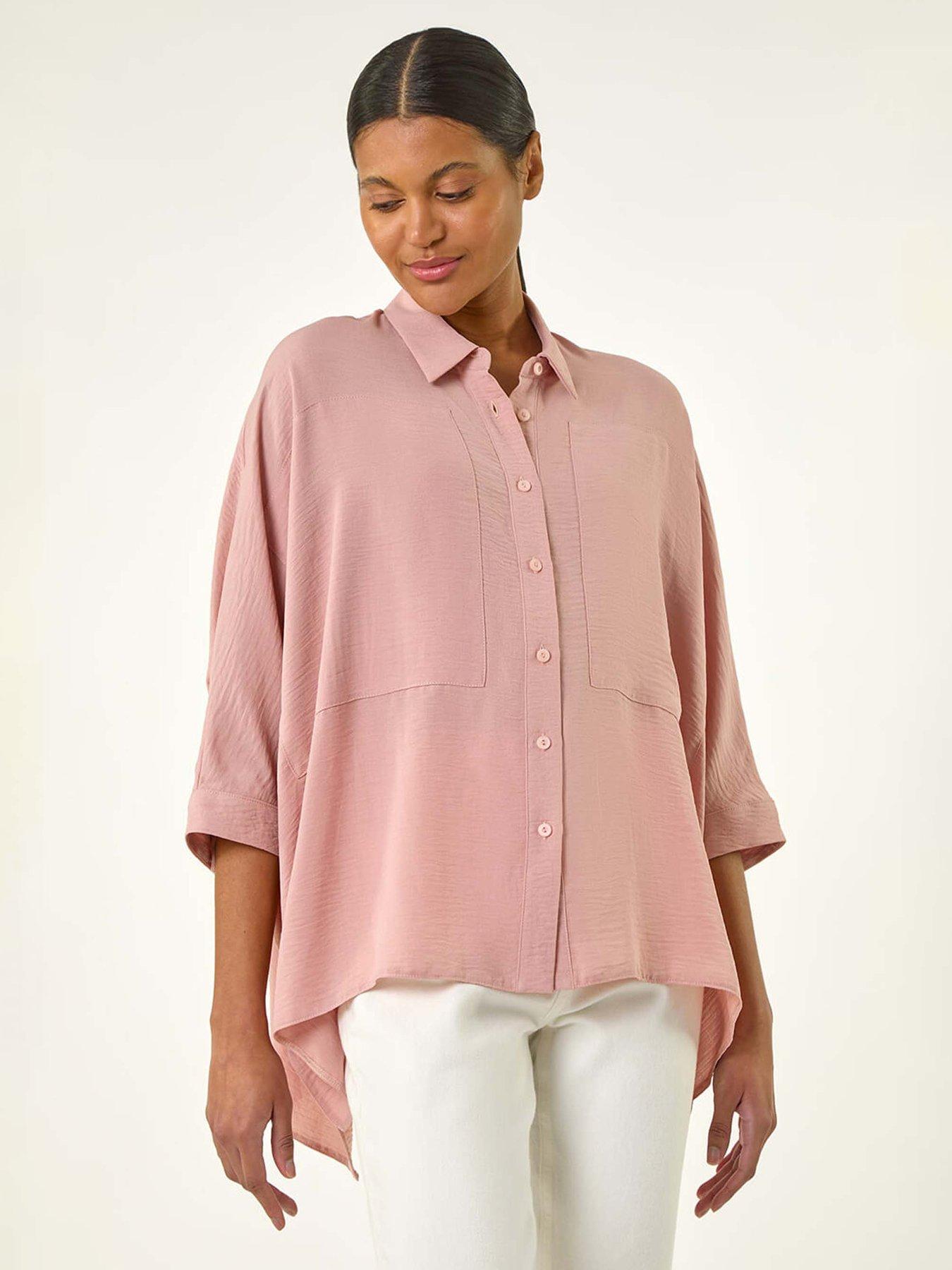 Image 1 of 5 of Roman Boxy Relaxed Blouse - Light Pink
