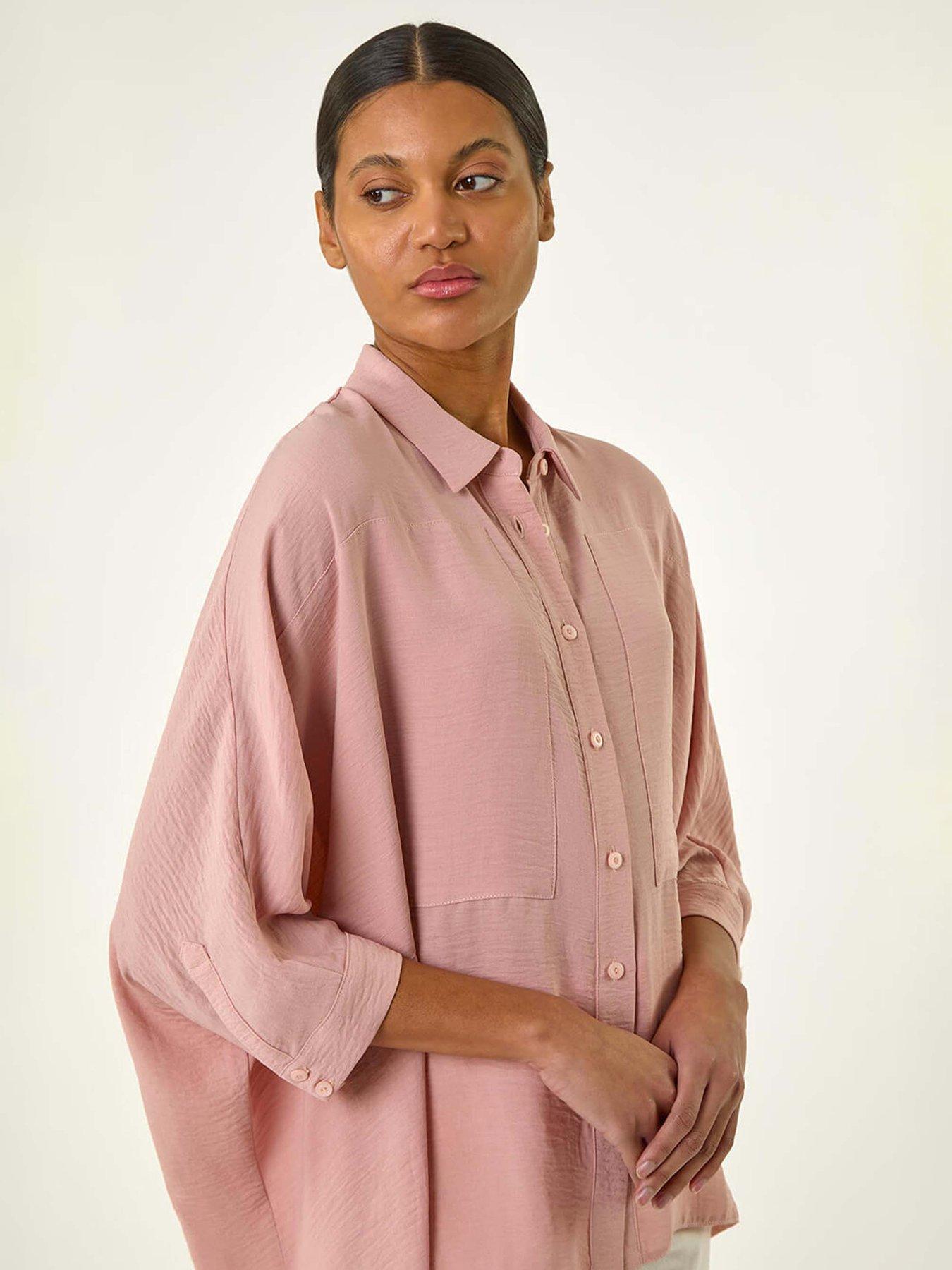 Image 4 of 5 of Roman Boxy Relaxed Blouse - Light Pink