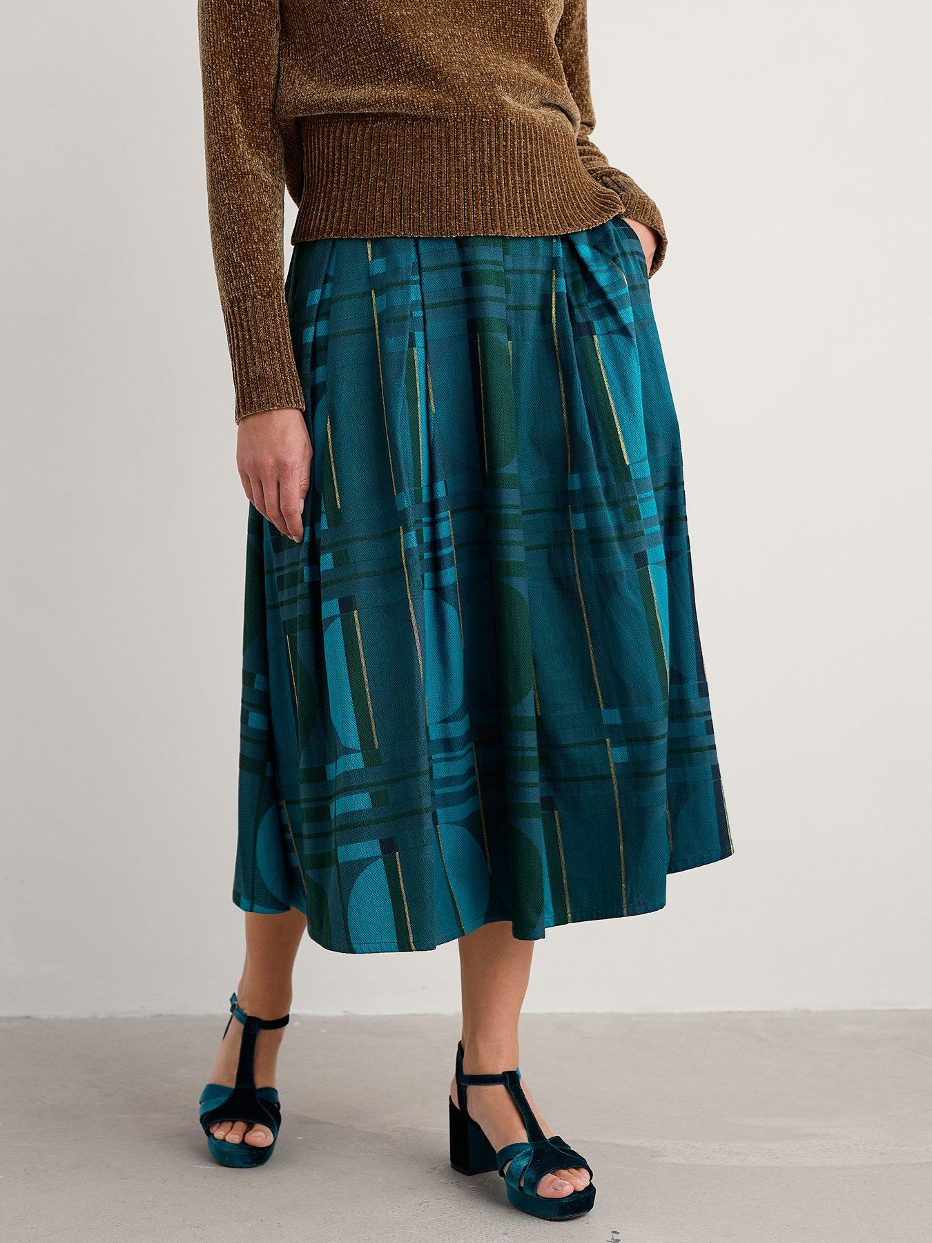 Seasalt Cornwall Interweaving Jacquard Skirt - Blue