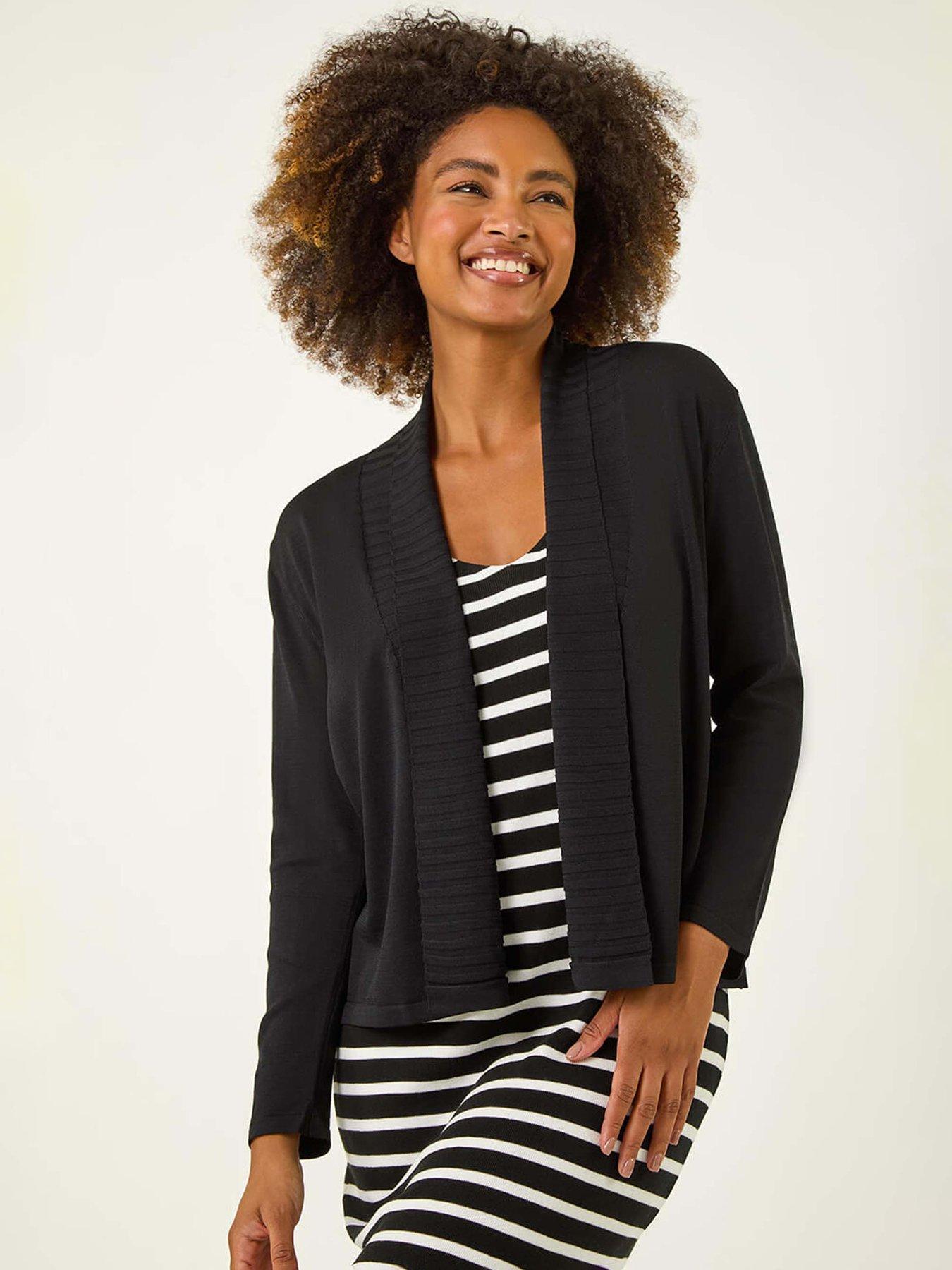 undefined Ribbed Detail Shrug - Black