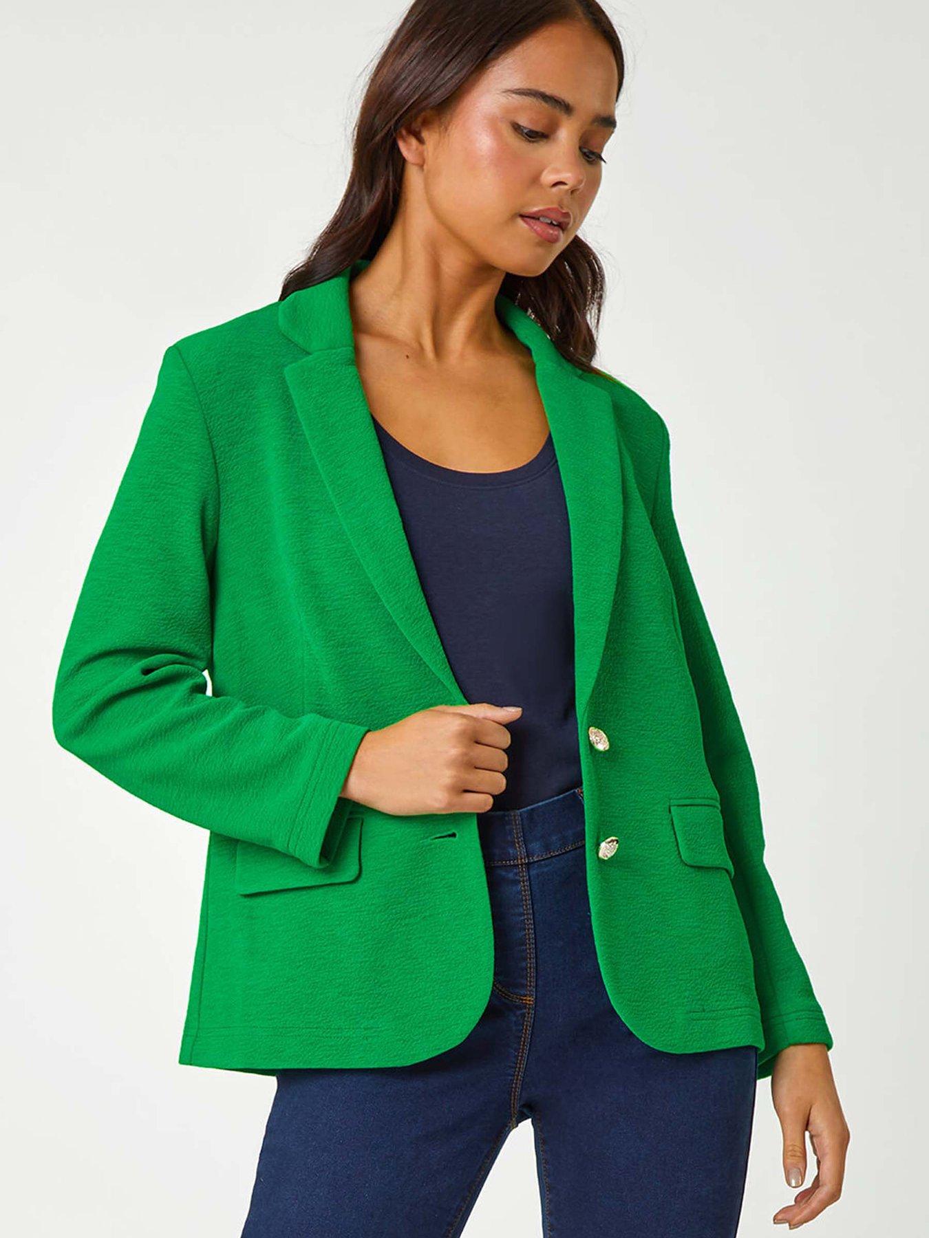 Roman Petite Textured Stretch Blazer - Green