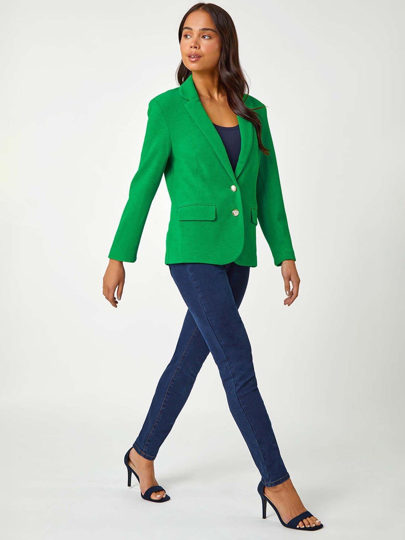 Image 3 of 5 of Roman Petite Textured Stretch Blazer - Green