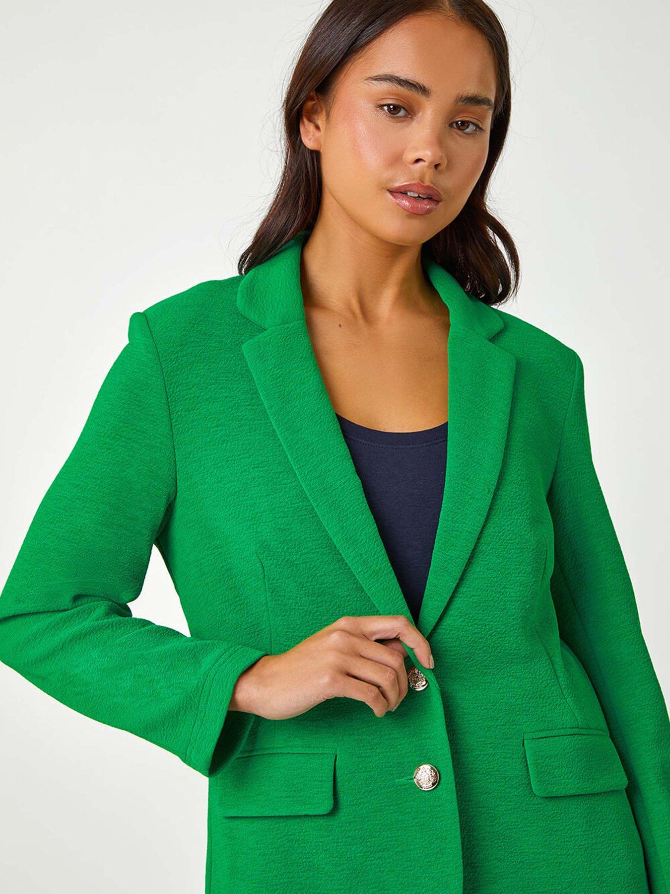 Image 4 of 5 of Roman Petite Textured Stretch Blazer - Green