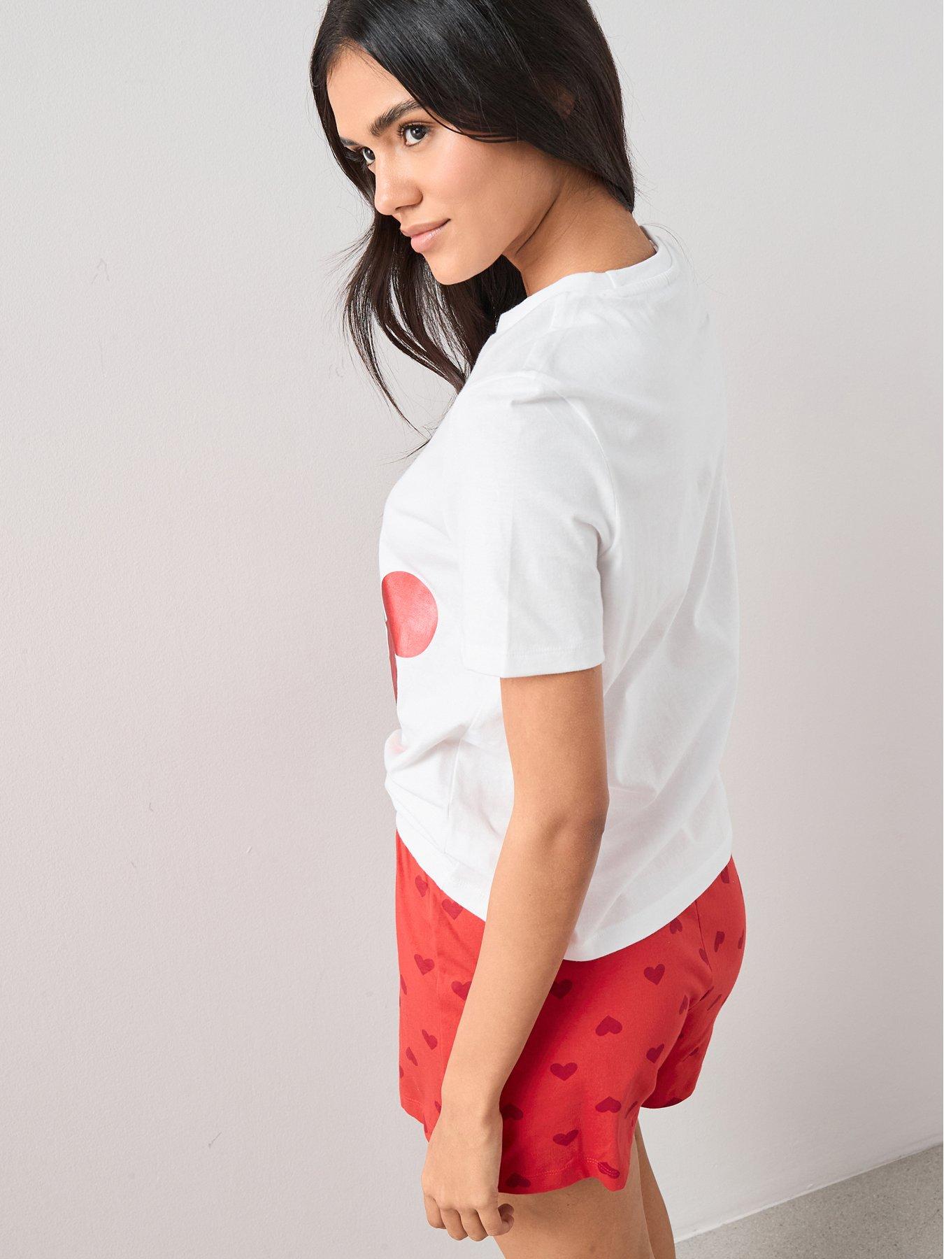 stillFront image of the-very-collection-minnie-mouse-cherry-short-pyjamas-red