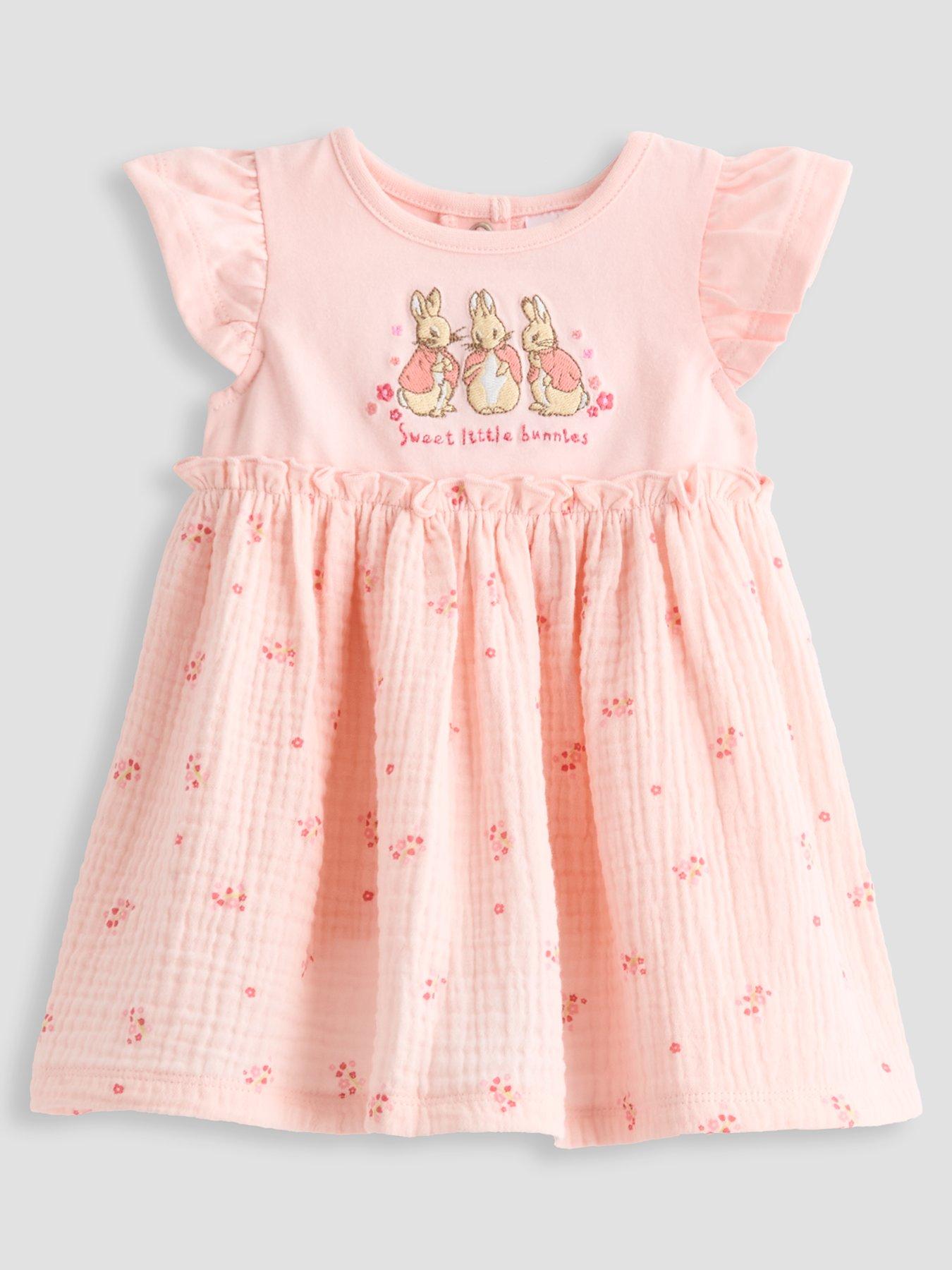 The Very Collection Peter Rabbit Frill Sleeve Woven Dress - Pink
