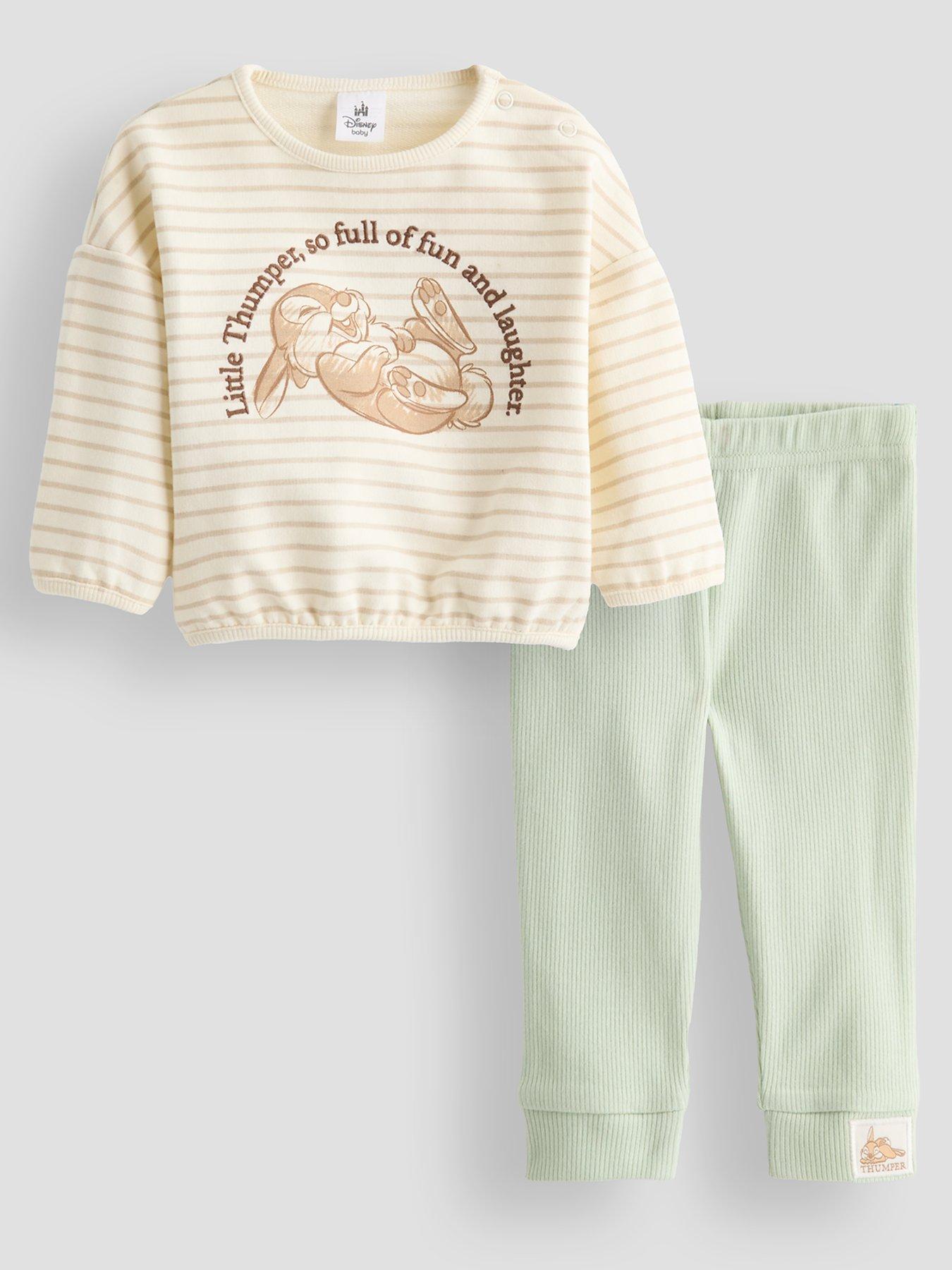 Image 1 of 4 of The Very Collection Thumper Stripe Sweatshirt And Rib Legging Set - Green