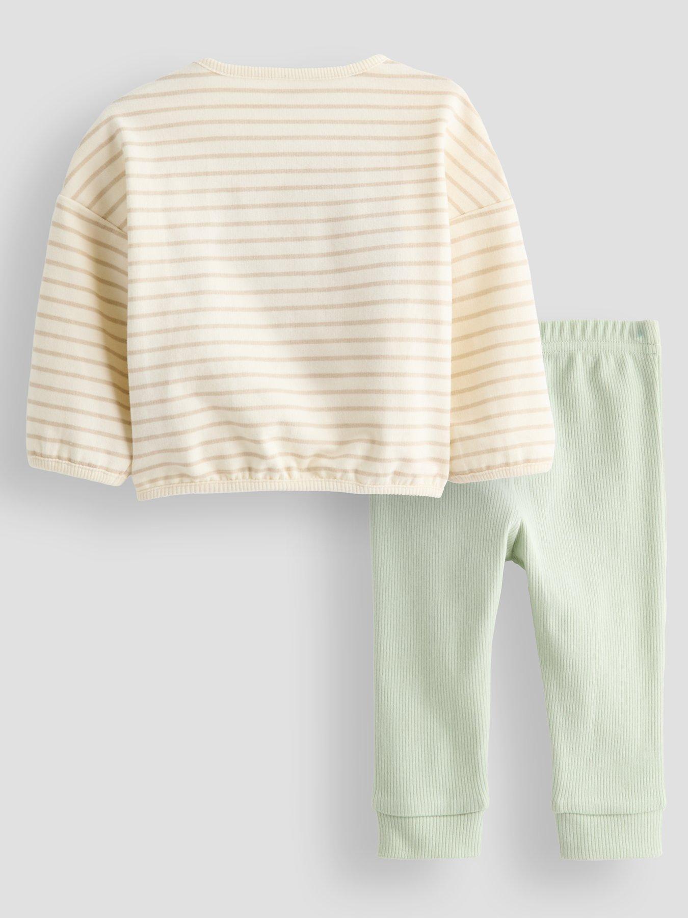 Image 2 of 4 of The Very Collection Thumper Stripe Sweatshirt And Rib Legging Set - Green