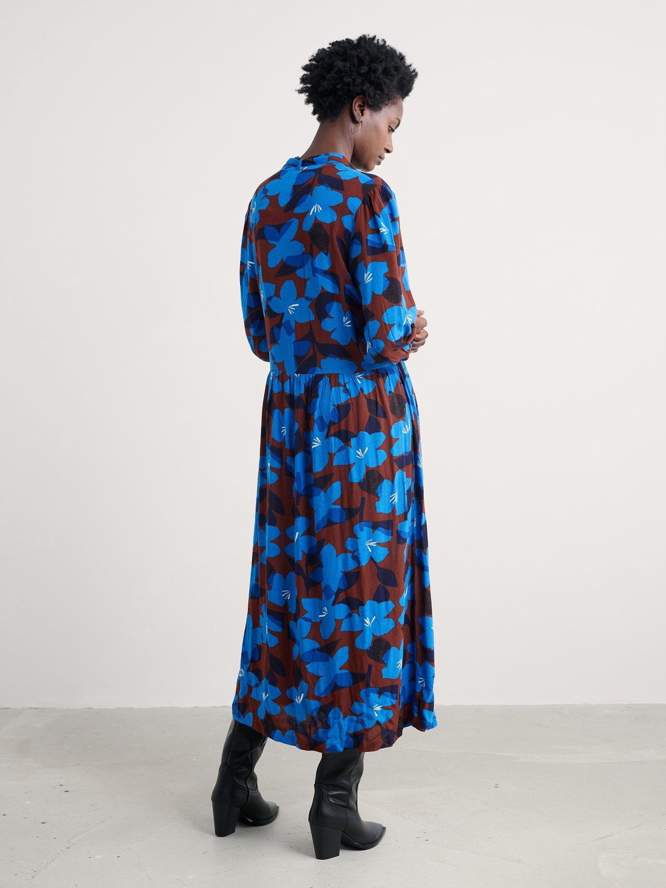  image of seasalt-cornwall-harbour-cove-dress-nbsp--macro-flower-cocoa-blue