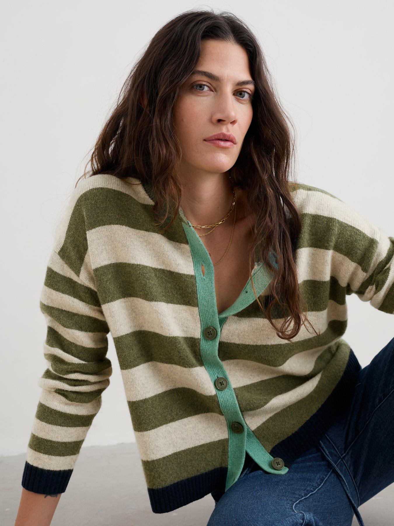  image of seasalt-cornwall-striped-knit-cardigan-multi