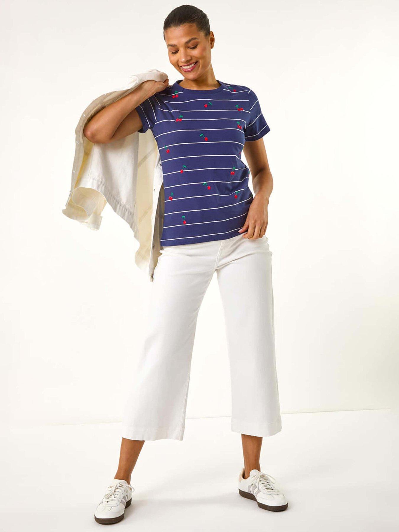  image of roman-embroidered-cherry-cotton-tee-navy