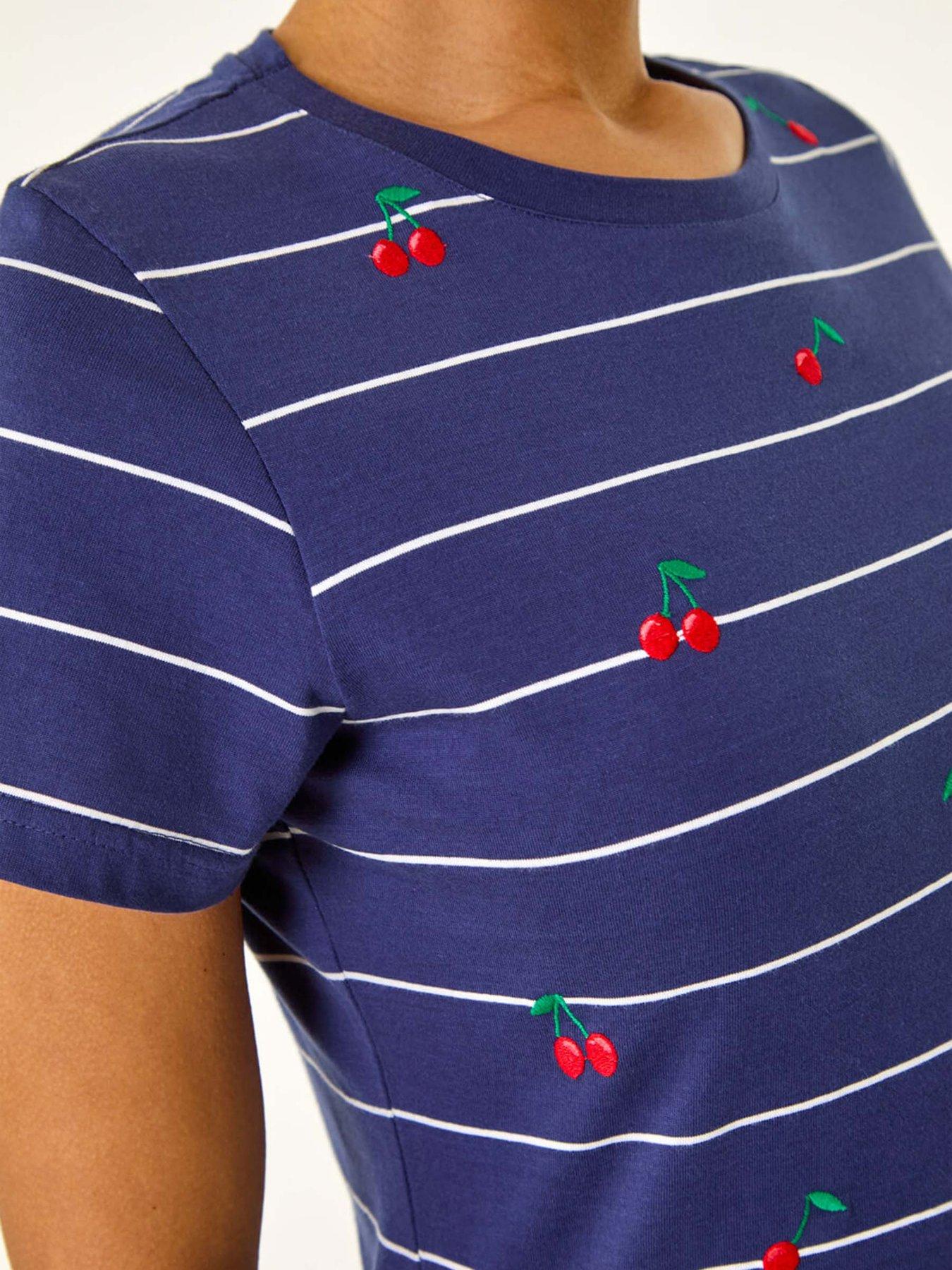  image of roman-embroidered-cherry-cotton-tee-navy
