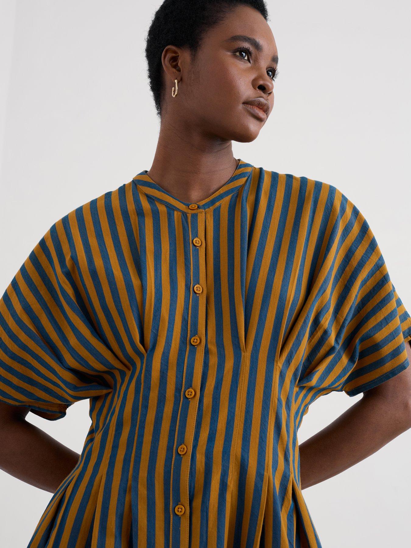  image of seasalt-cornwall-lamorna-dress-mini-scallion-basket-stripe-green