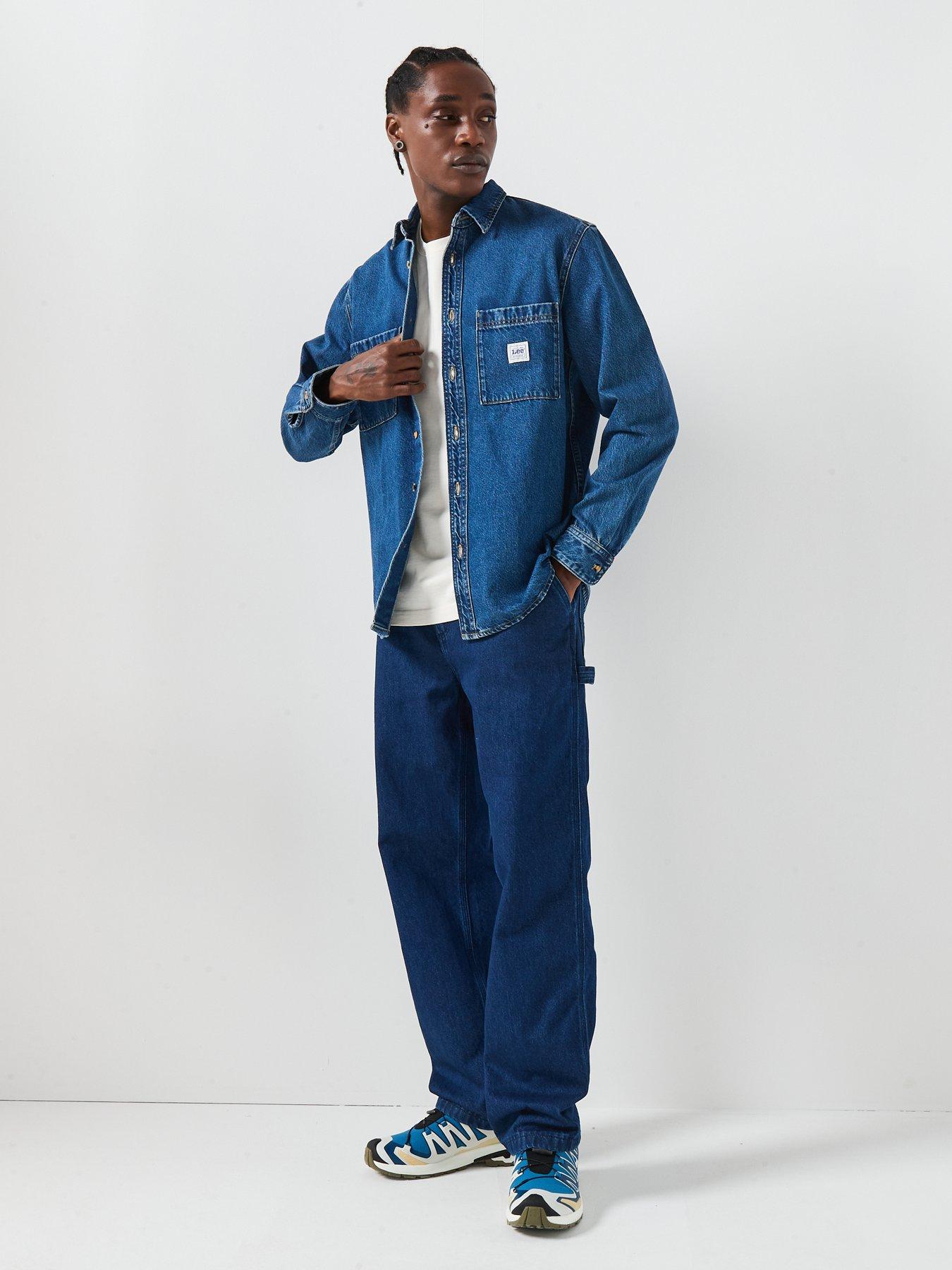  image of lee-workwear-denim-shirt-dark-blue
