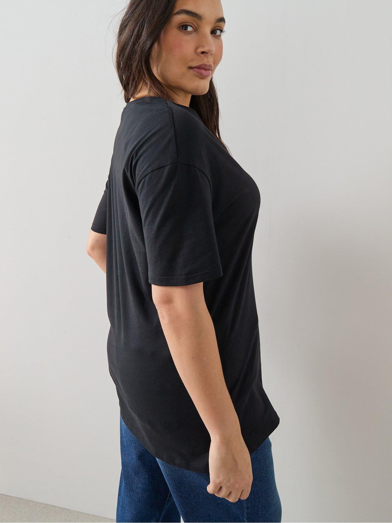 Image 2 of 6 of The Very Collection Curve V Neck Longline T-shirt