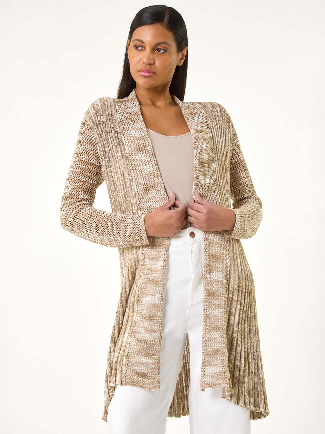 undefined Pointelle Longline Cardigan - Natural