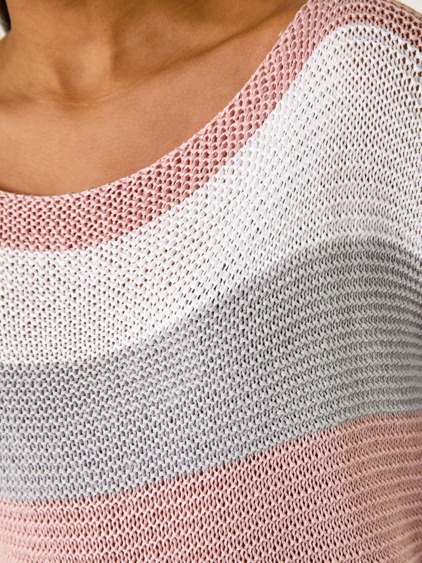 Image 5 of 5 of Roman Colourblock Stripe Knit Jumper - Light Pink