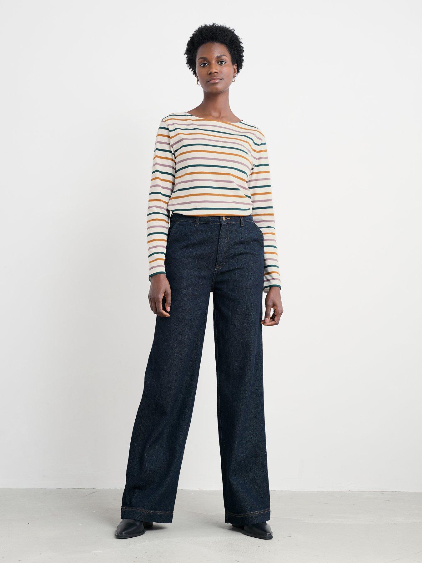  image of seasalt-cornwall-sailor-shirt-tri-breton-verte-stripes