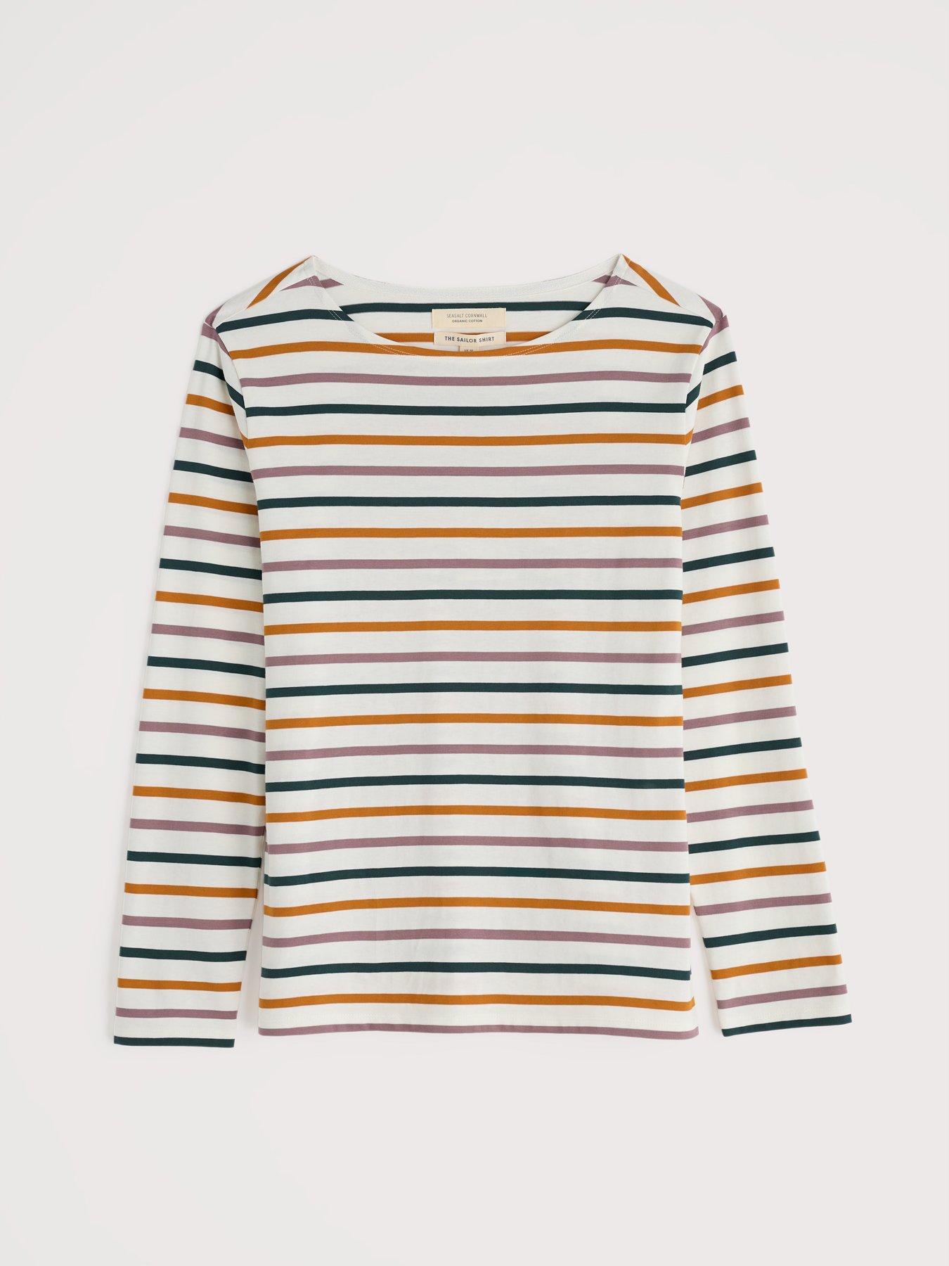  image of seasalt-cornwall-sailor-shirt-tri-breton-verte-stripes