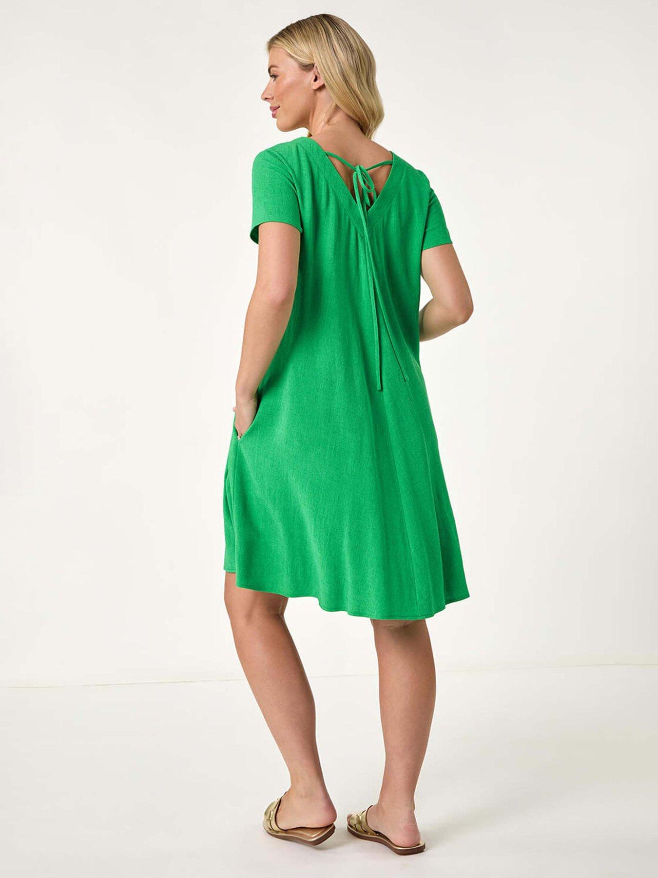 Image 2 of 5 of Roman Petite Pocket Swing Dress - Green
