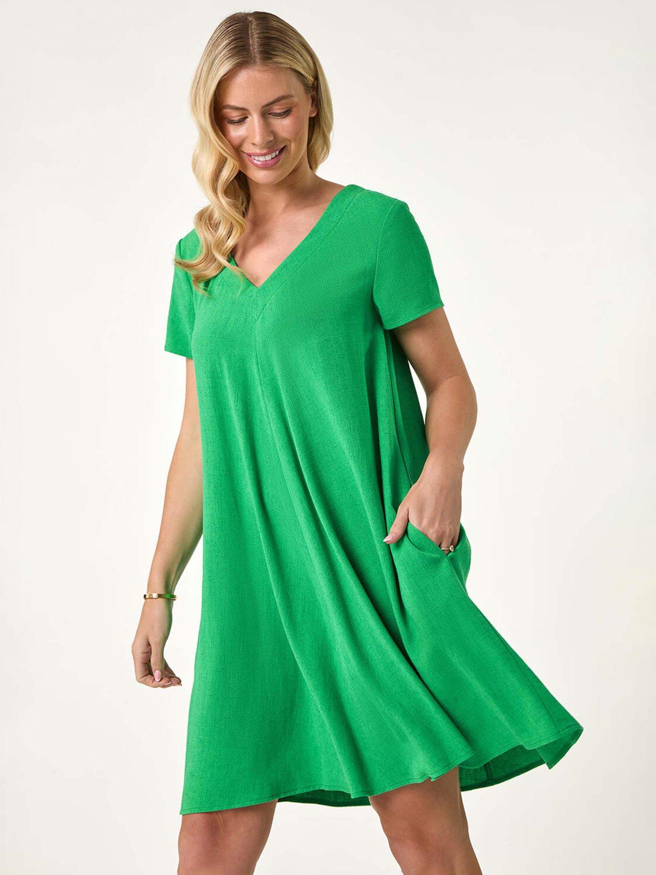 Image 3 of 5 of Roman Petite Pocket Swing Dress - Green