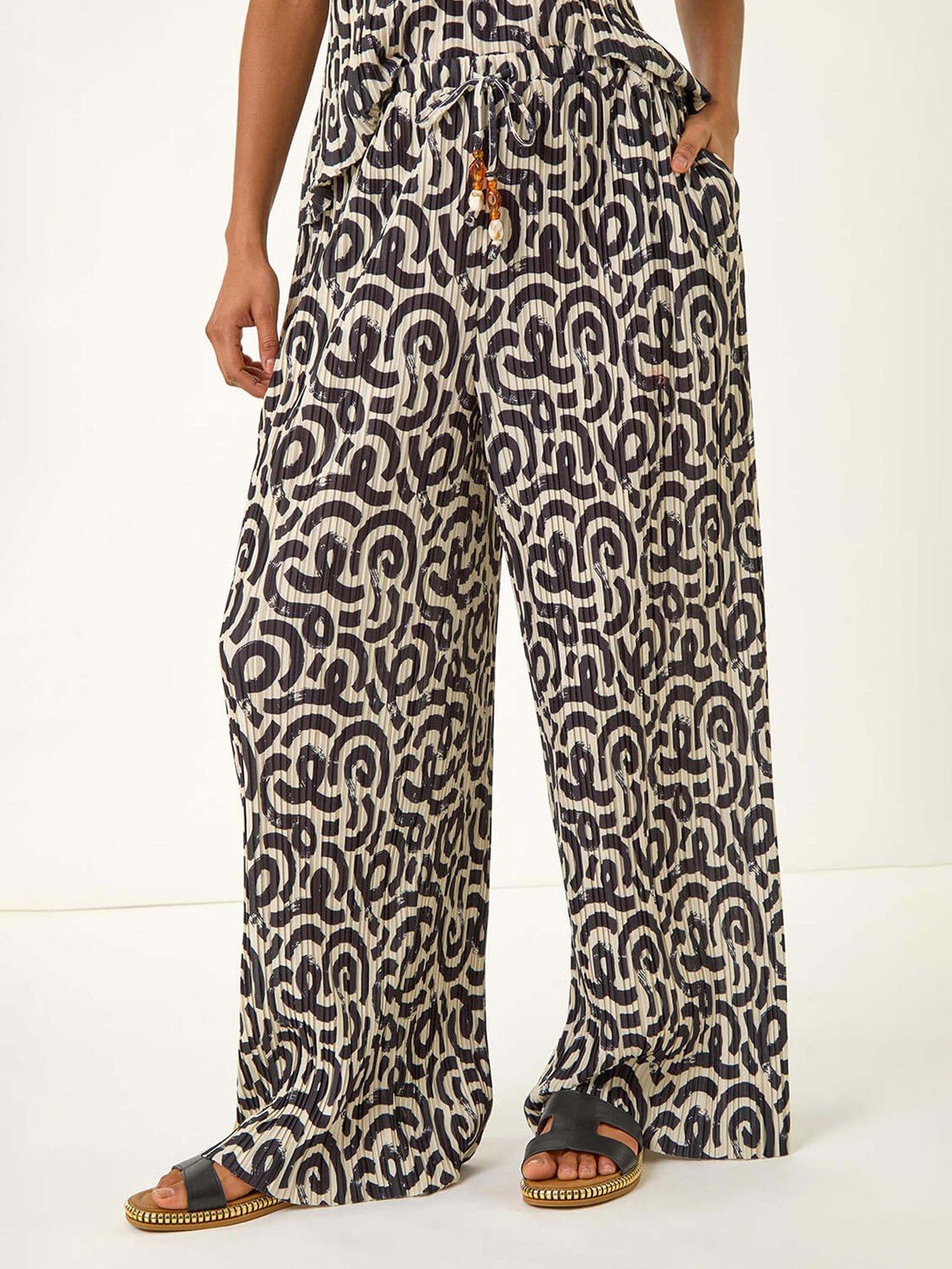 Image 1 of 5 of Roman Dusk Wave Plisse Wide Leg Trouser - Ivory