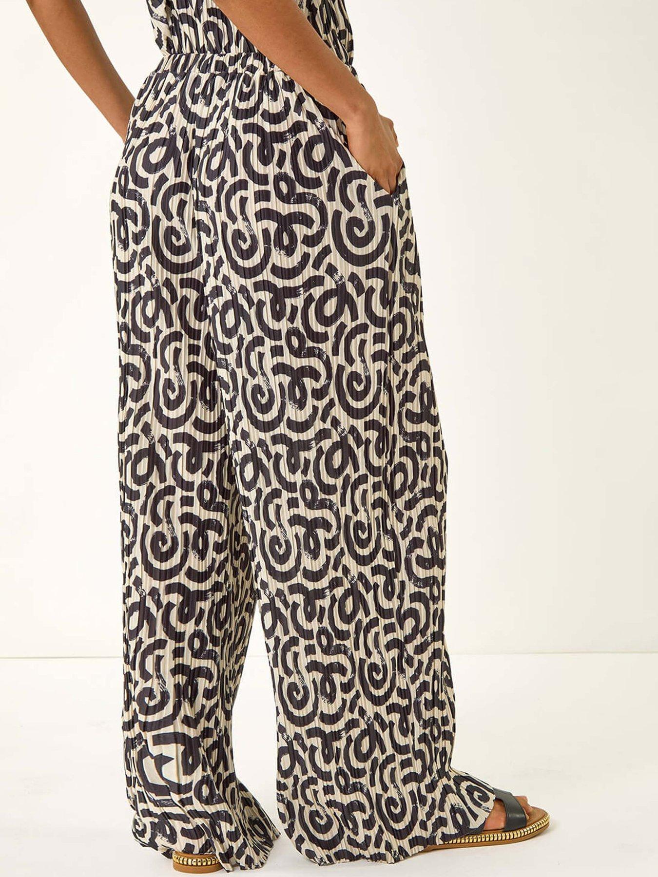 Image 2 of 5 of Roman Dusk Wave Plisse Wide Leg Trouser - Ivory