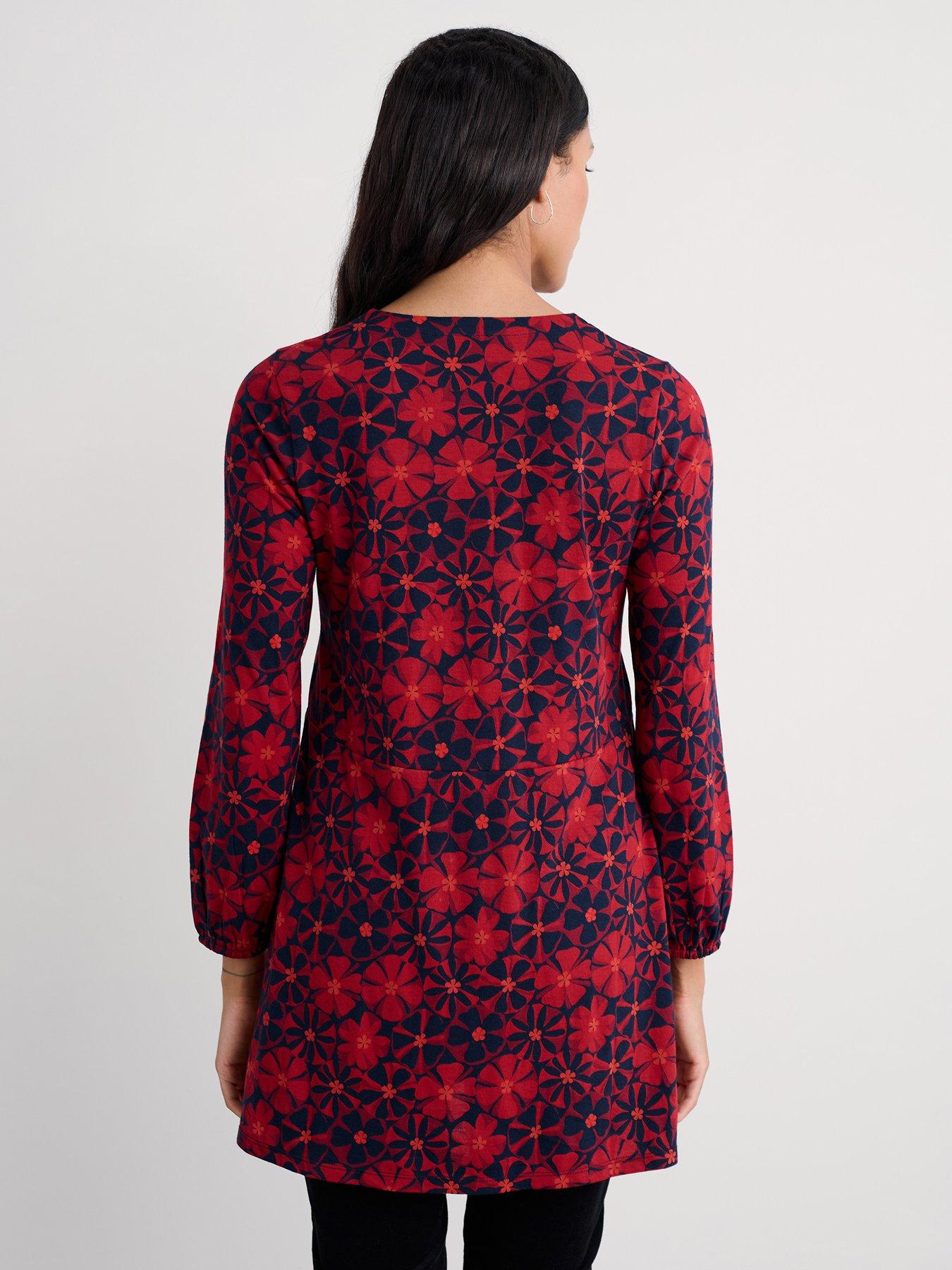  image of seasalt-cornwall-peg-loom-a-line-jersey-tunic-red