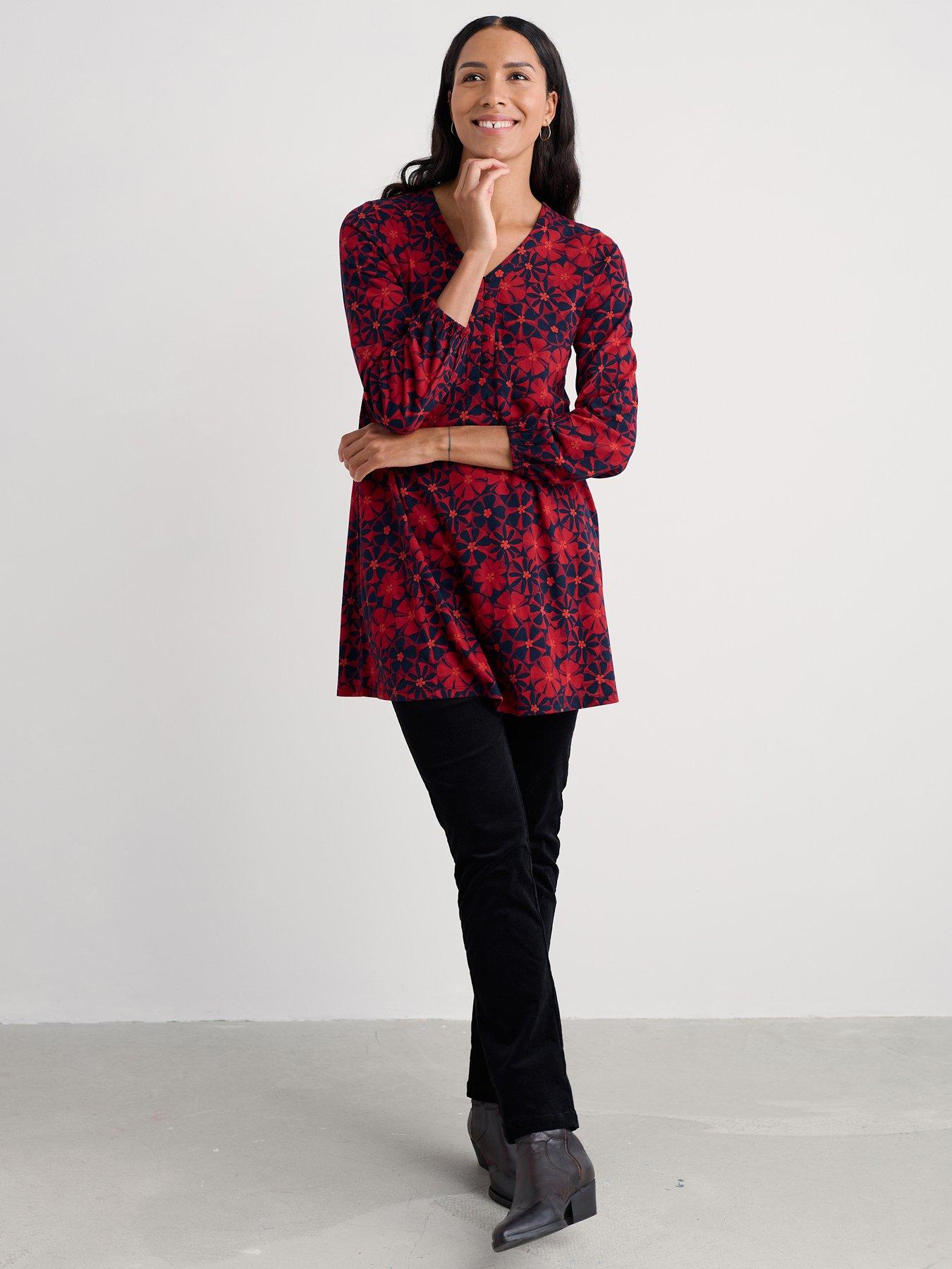  image of seasalt-cornwall-peg-loom-a-line-jersey-tunic-red