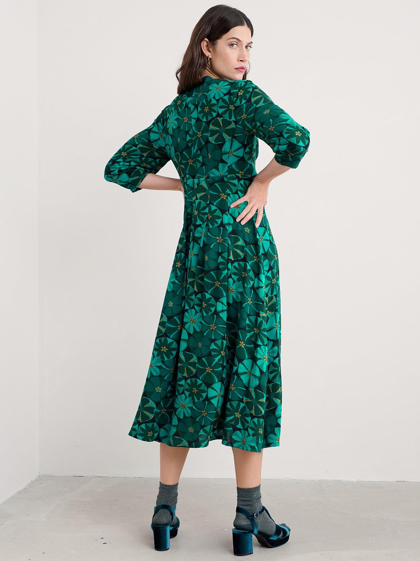 stillFront image of seasalt-cornwall-etta-dress-handicraft-flowers-onyx-blue