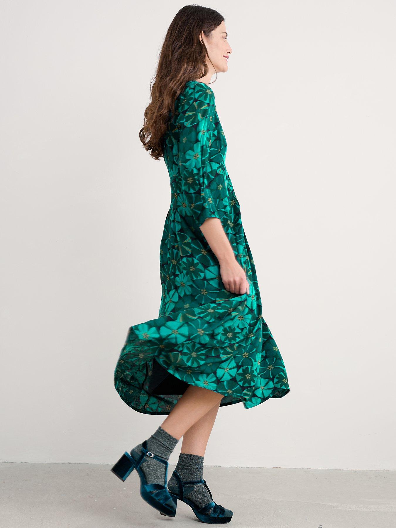  image of seasalt-cornwall-etta-dress-handicraft-flowers-onyx-blue