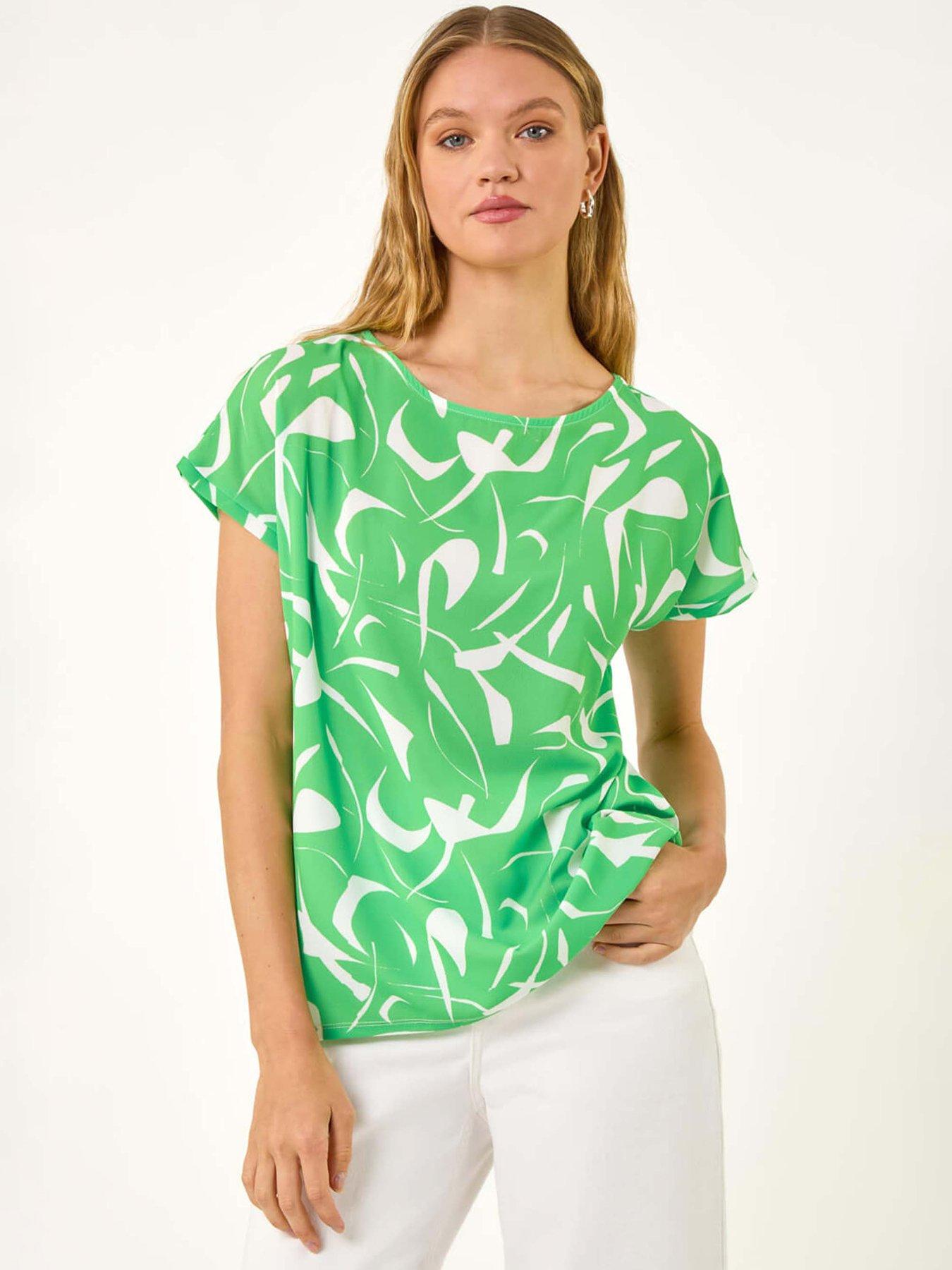 undefined Abstract Print Stretch T-shirt - Green