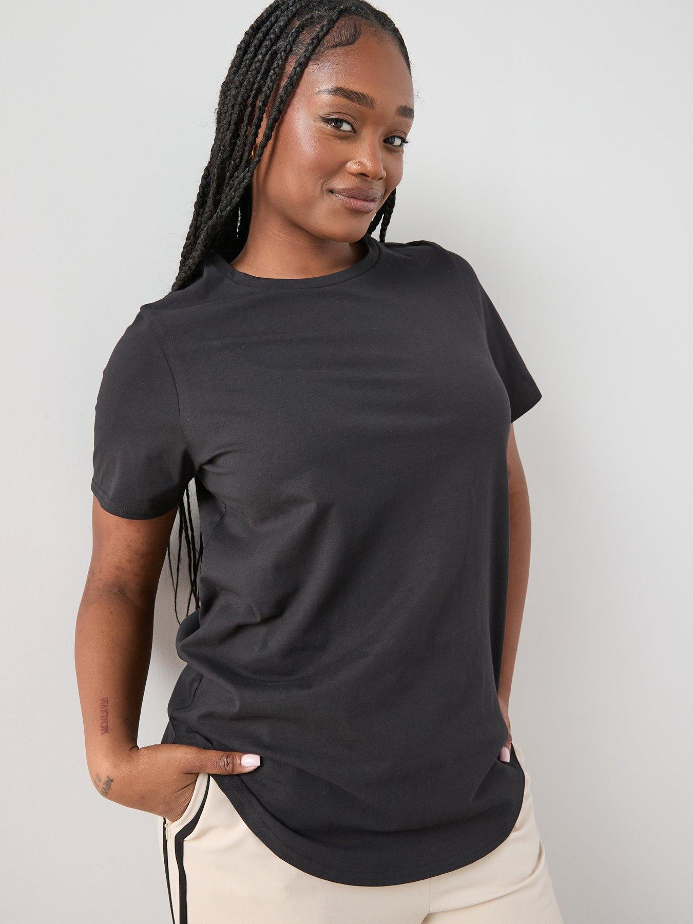  image of the-very-collection-curve-crew-neck-scoop-hem-t-shirt