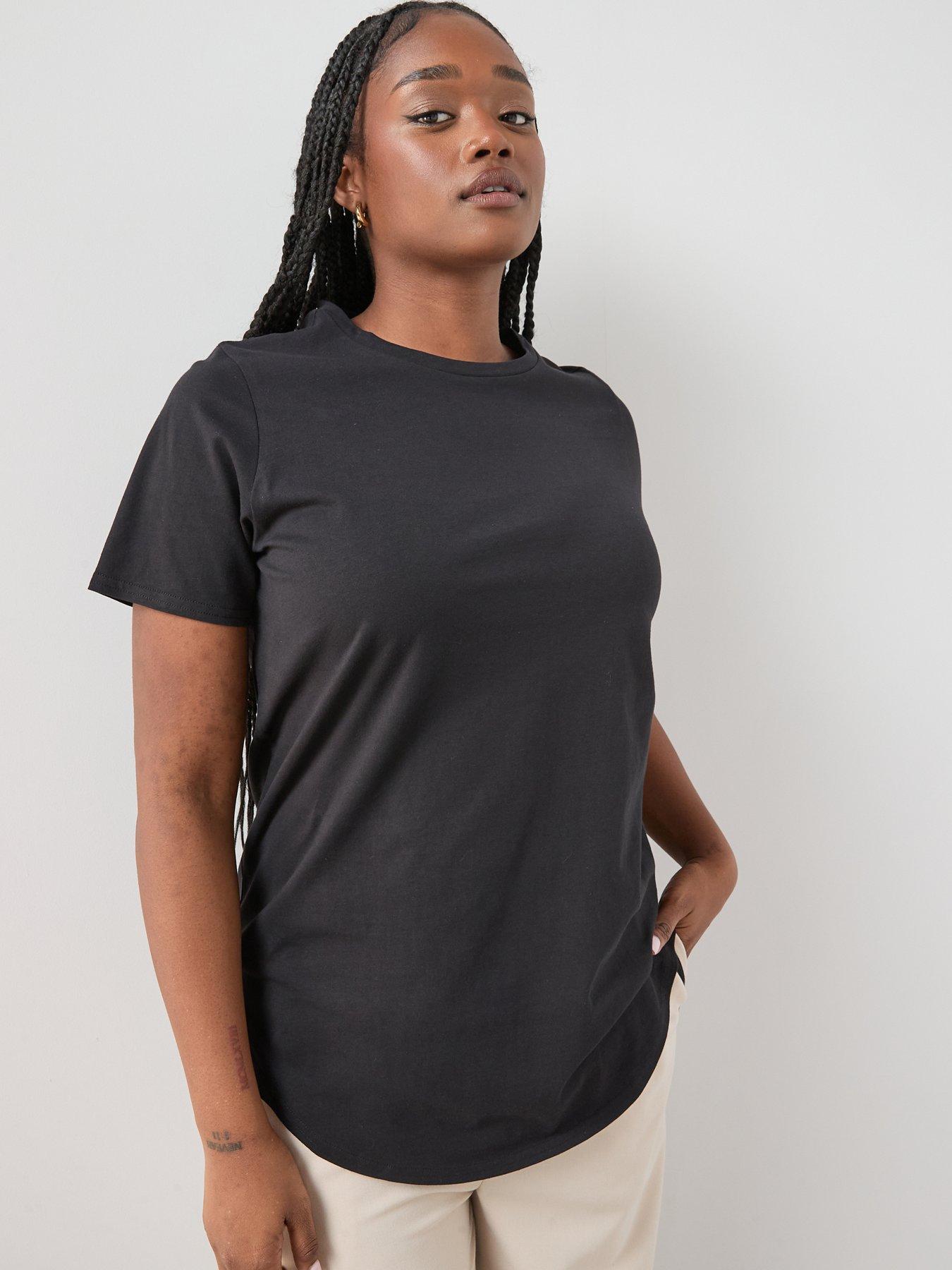  image of the-very-collection-curve-crew-neck-scoop-hem-t-shirt