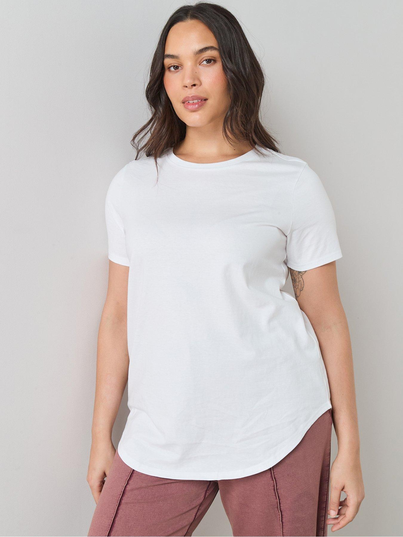  image of the-very-collection-curve-crew-neck-scoop-hem-t-shirt