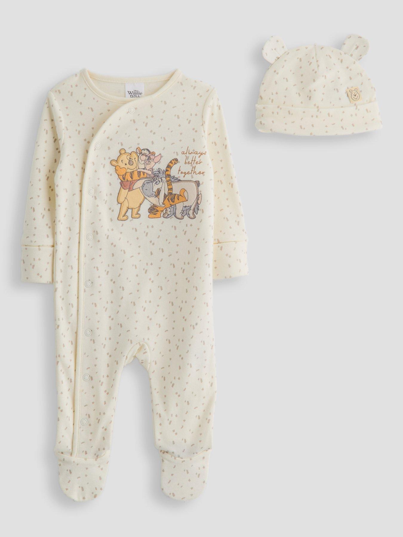 Image 1 of 5 of The Very Collection Winnie Pooh Sleepsuit And Hat - Cream