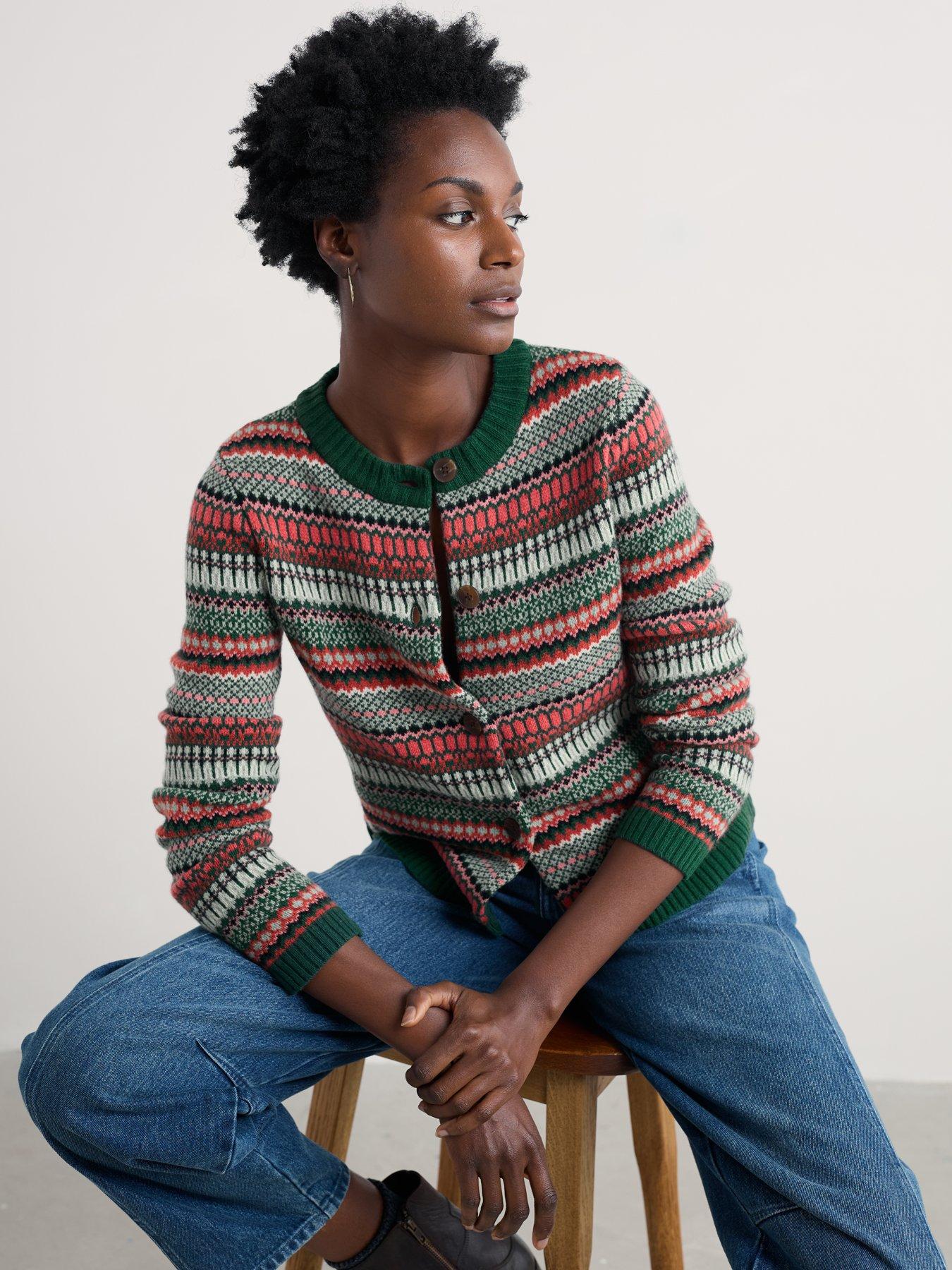  image of seasalt-cornwall-percella-cove-cardigan-weaving-needle-dark-forage-mix-pink